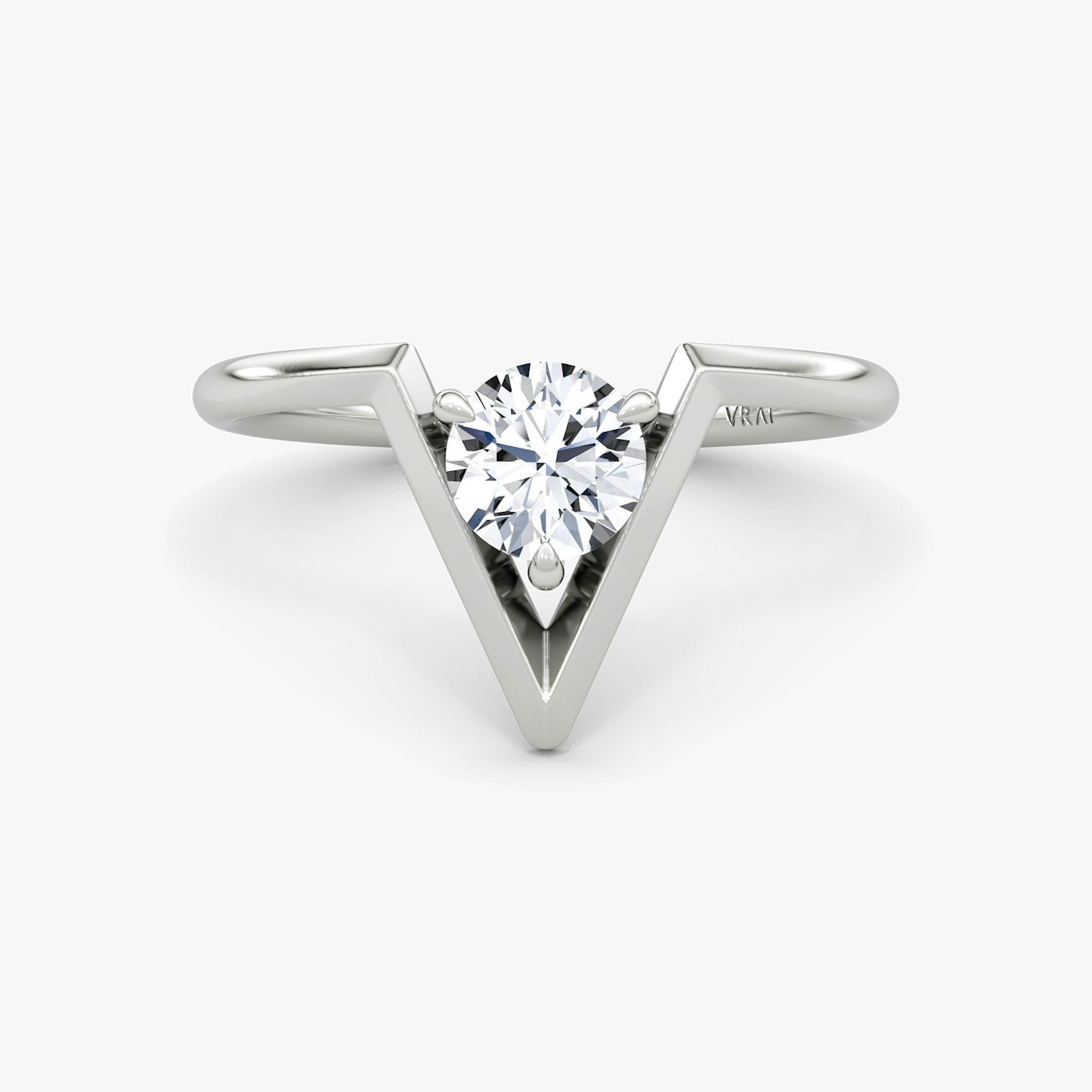 VRAI V Solitaire Ring | Round Brilliant | 14k | White Gold | caratWeight: 0.50ct