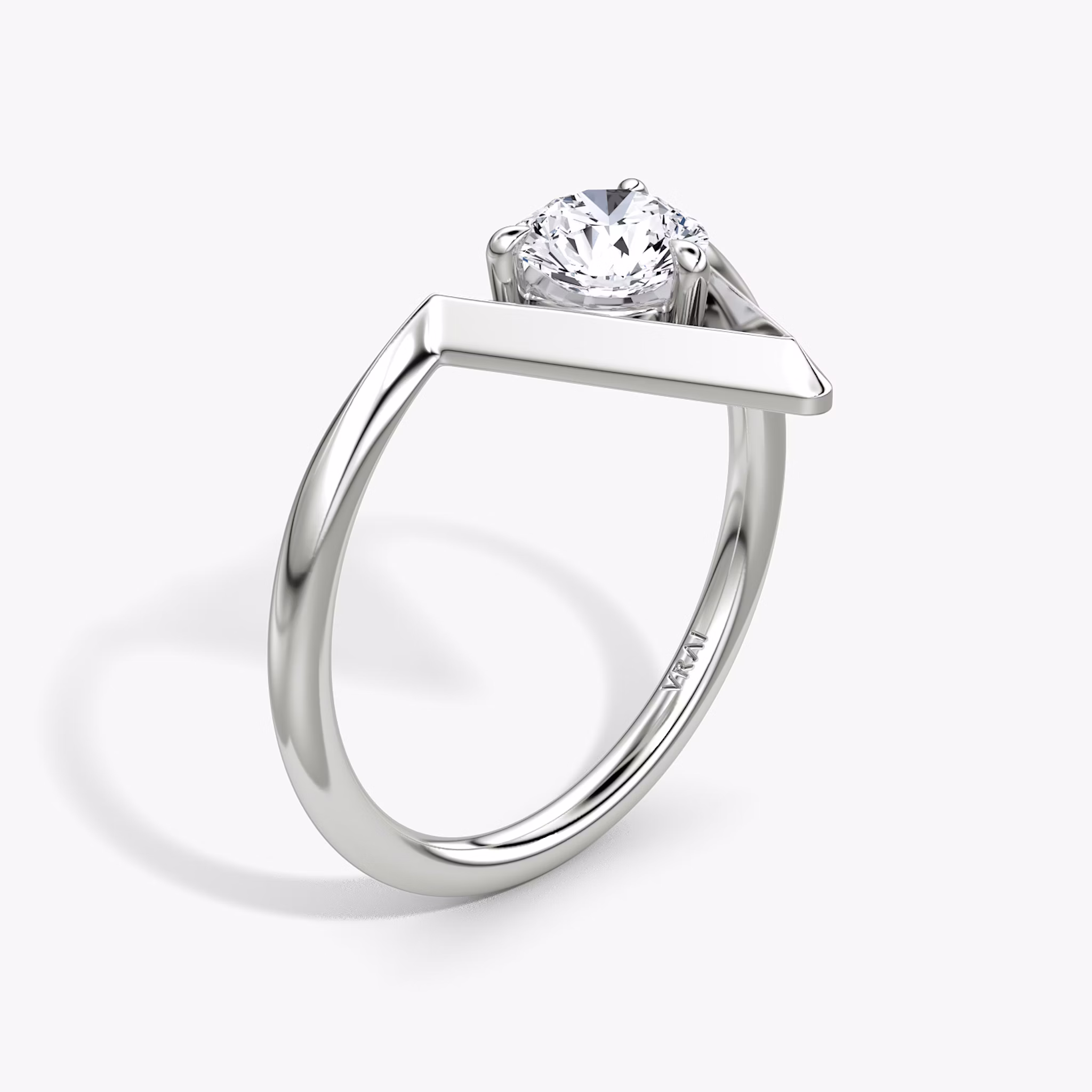 VRAI V Solitaire Ring | Round Brilliant | 14k | White Gold | caratWeight: 0.50ct