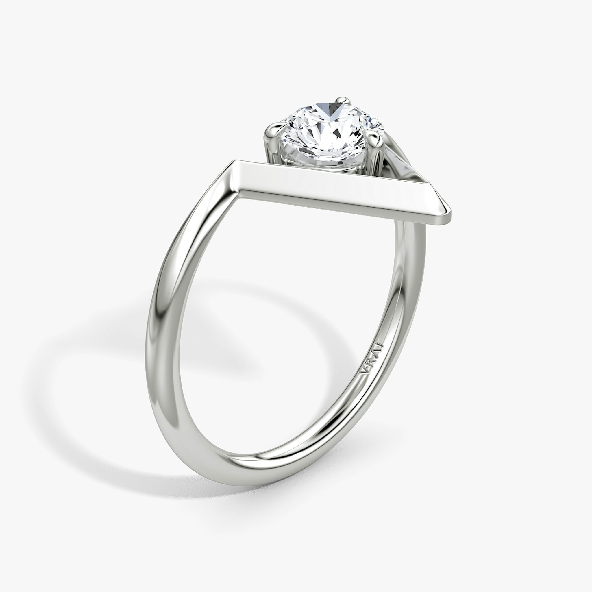 VRAI V Solitaire Ring | Round Brilliant | 14k | White Gold | caratWeight: 0.50ct