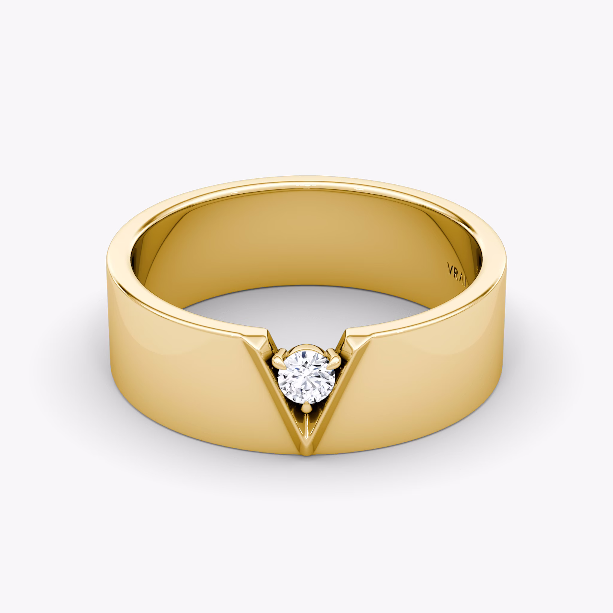 VRAI V Inlay Band | Round Brilliant | 14k | Yellow Gold