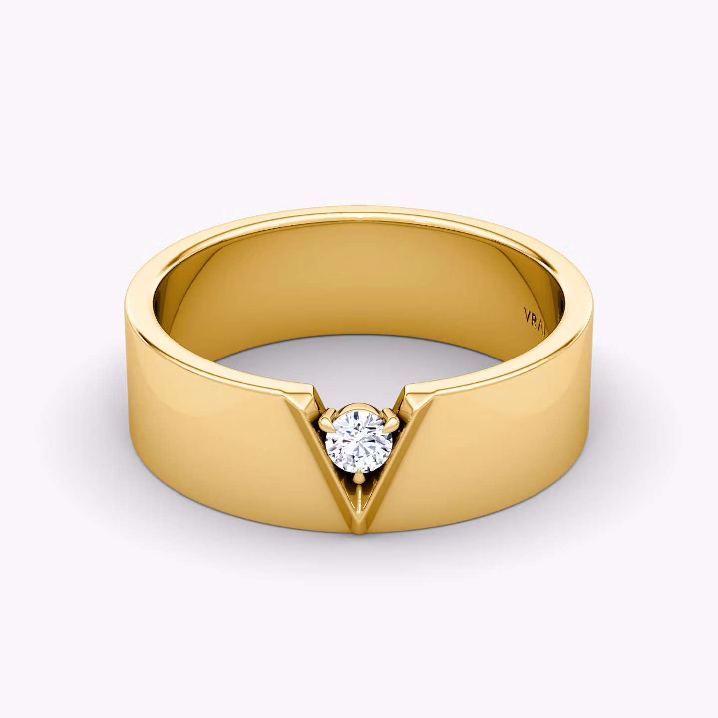 VRAI V Inlay Band Round Brilliant | Yellow Gold