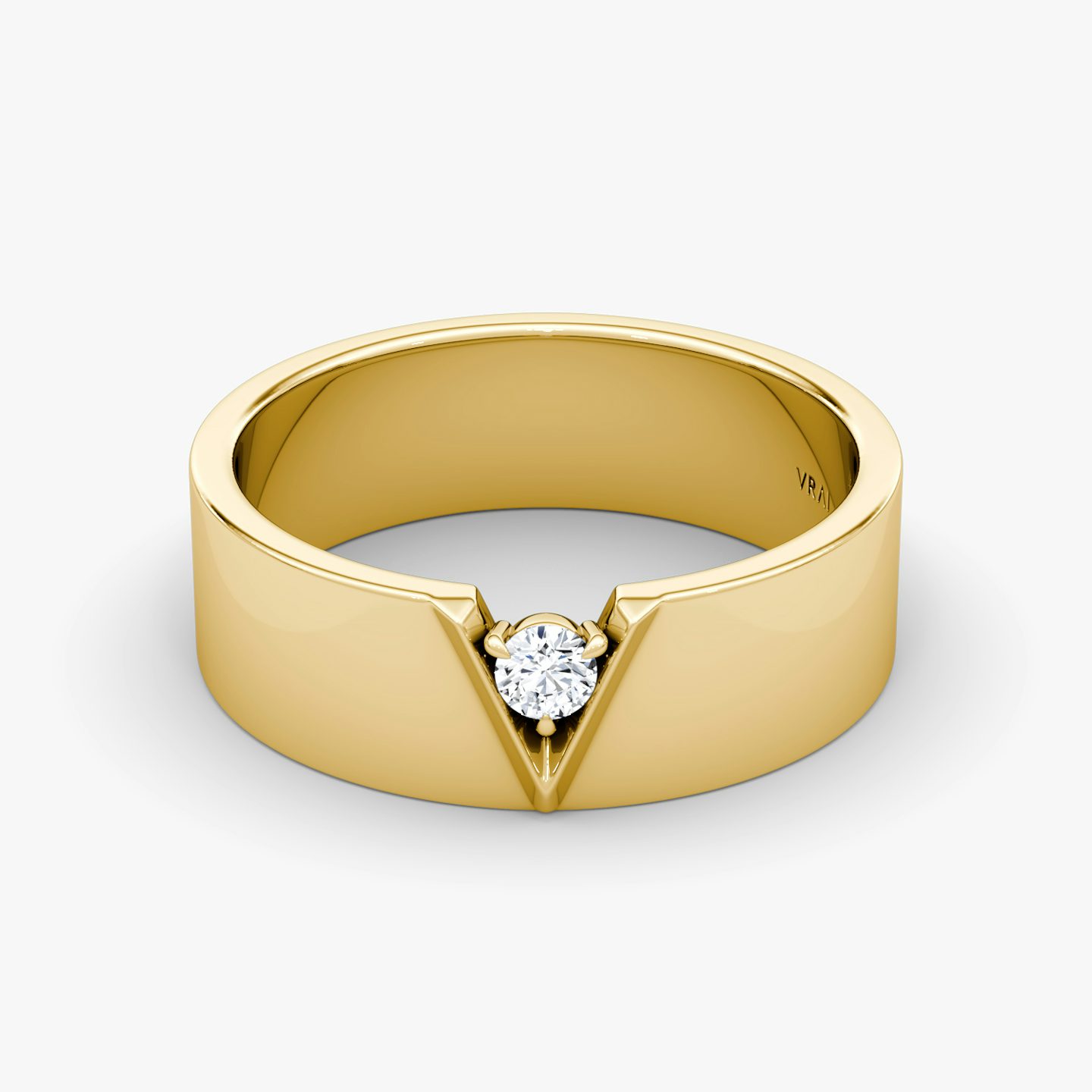 VRAI V Inlay Band | Round Brilliant | 14k | Yellow Gold