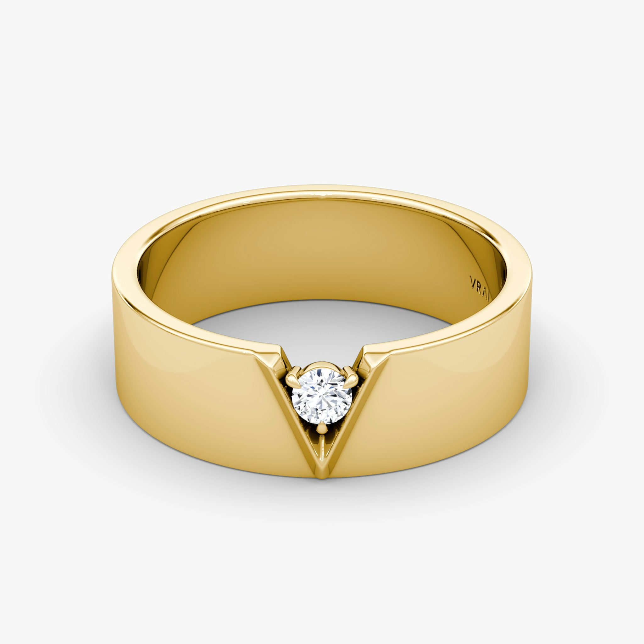 VRAI V Inlay Band | Round Brilliant | 14k | Yellow Gold