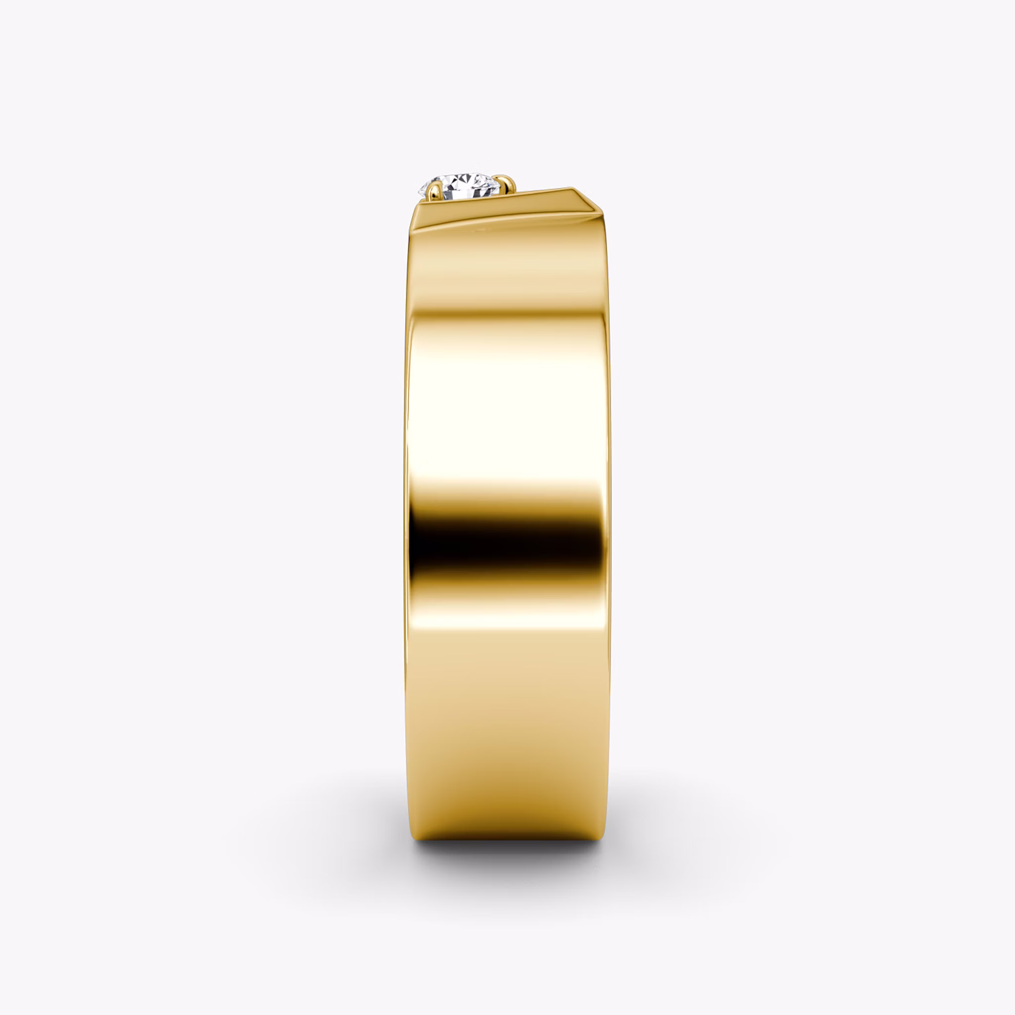 VRAI V Inlay Band | Round Brilliant | 14k | Yellow Gold