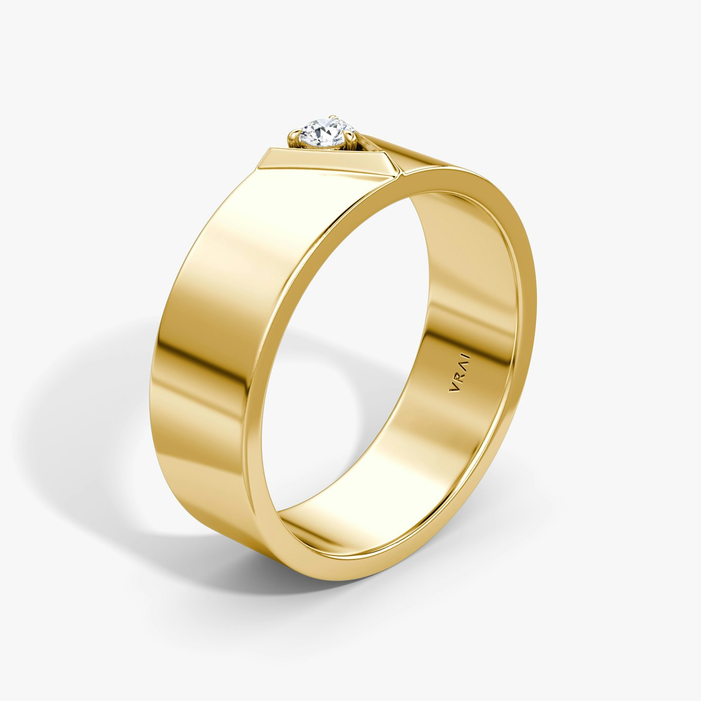 VRAI V Inlay Band | Round Brilliant | 14k | Yellow Gold