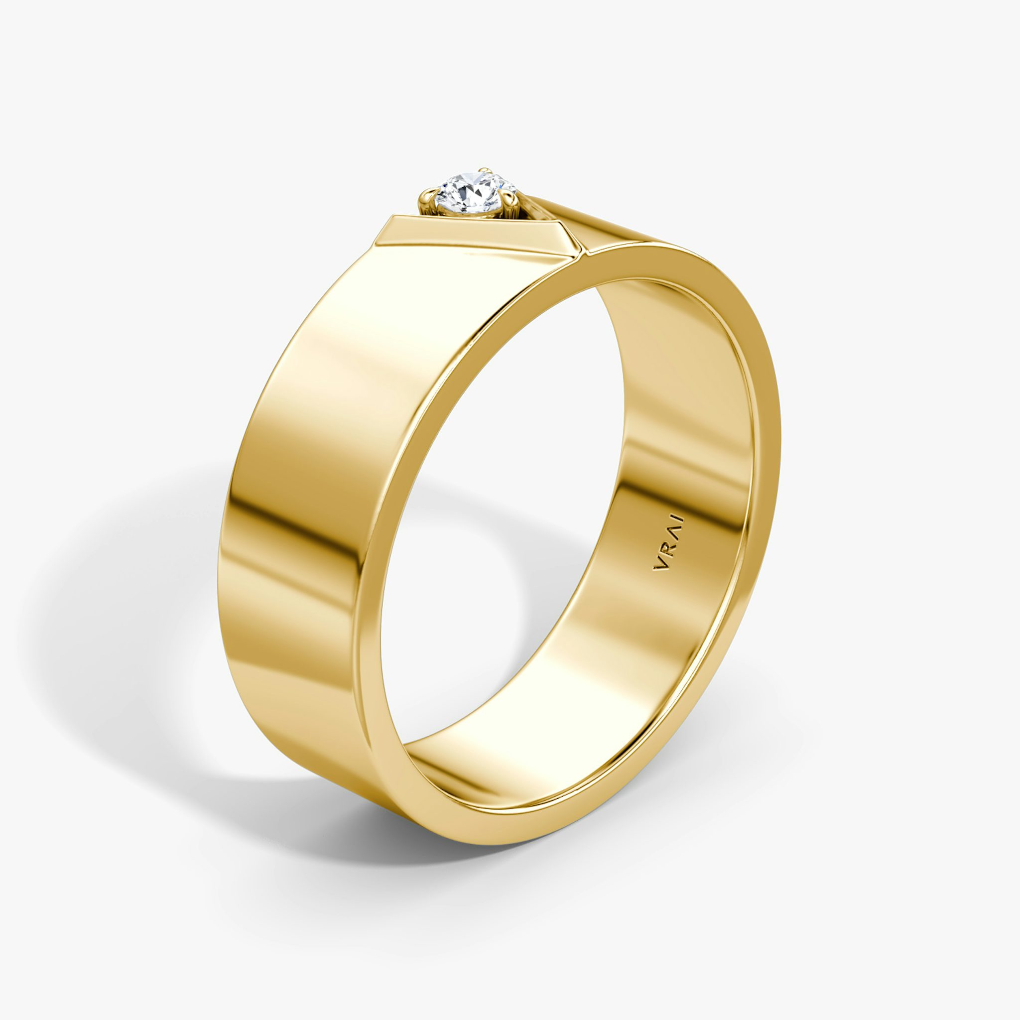 VRAI V Inlay Band | Round Brilliant | 14k | Yellow Gold
