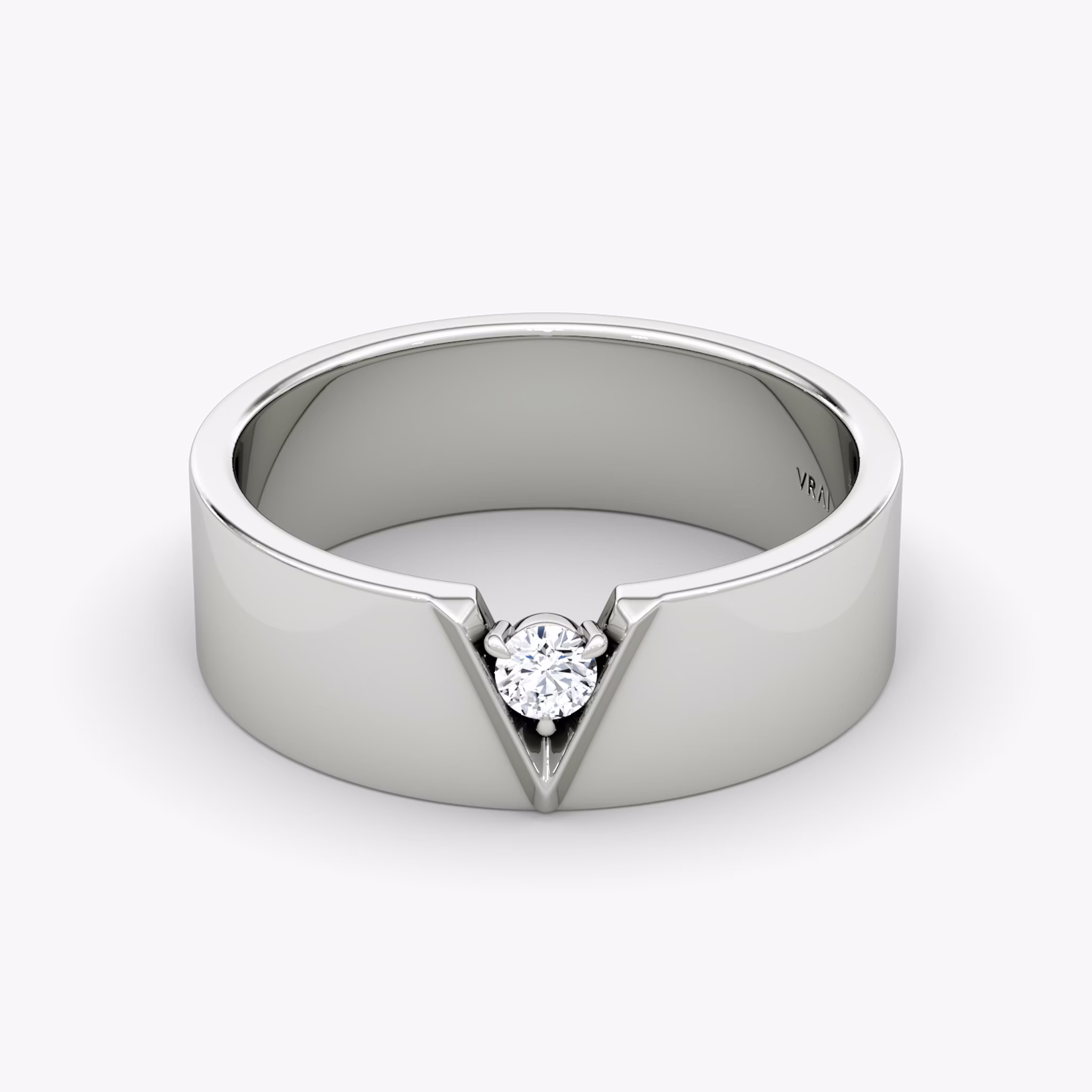 VRAI V Inlay Band | Round Brilliant | 14k | White Gold