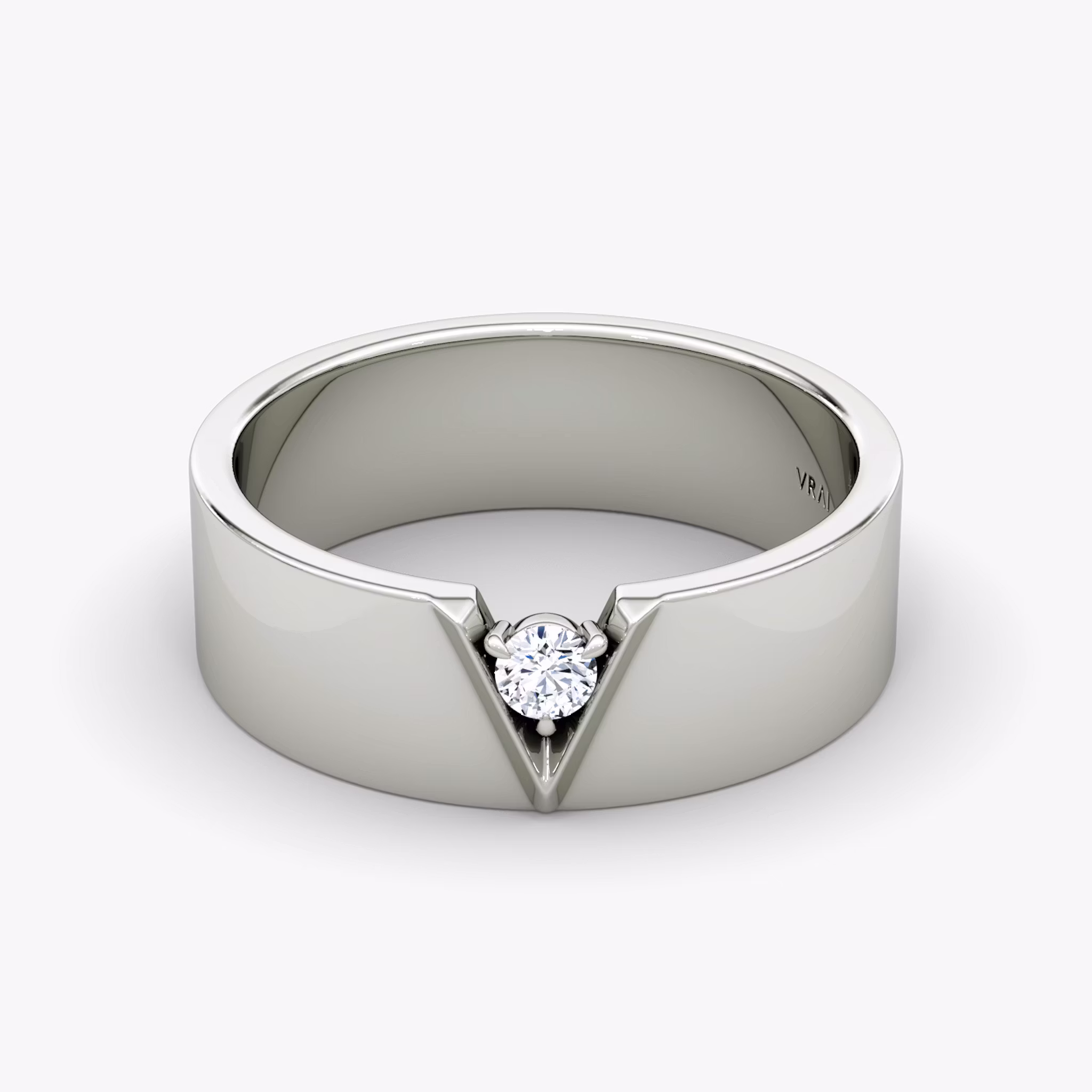 VRAI V Inlay Ring Rund | White Gold