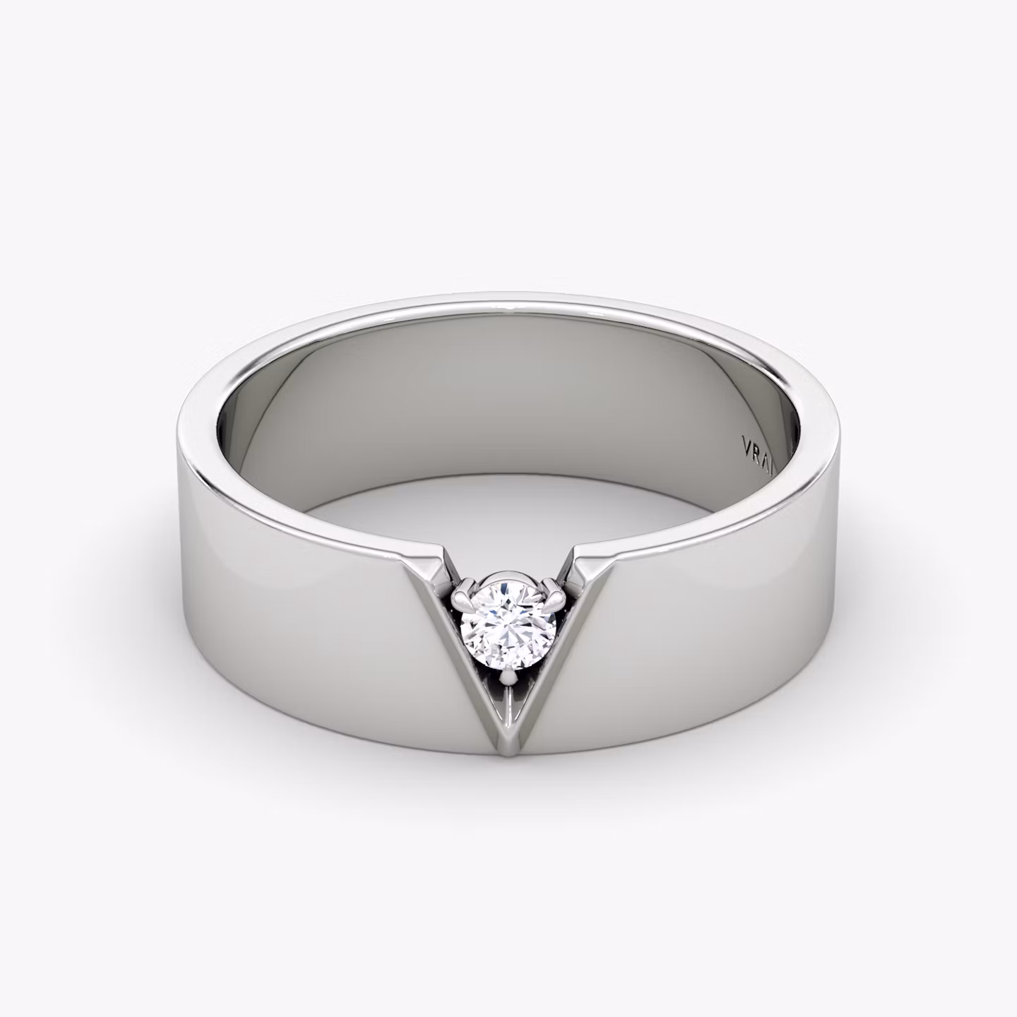 VRAI V Inlay Band | Round Brilliant | 14k | White Gold