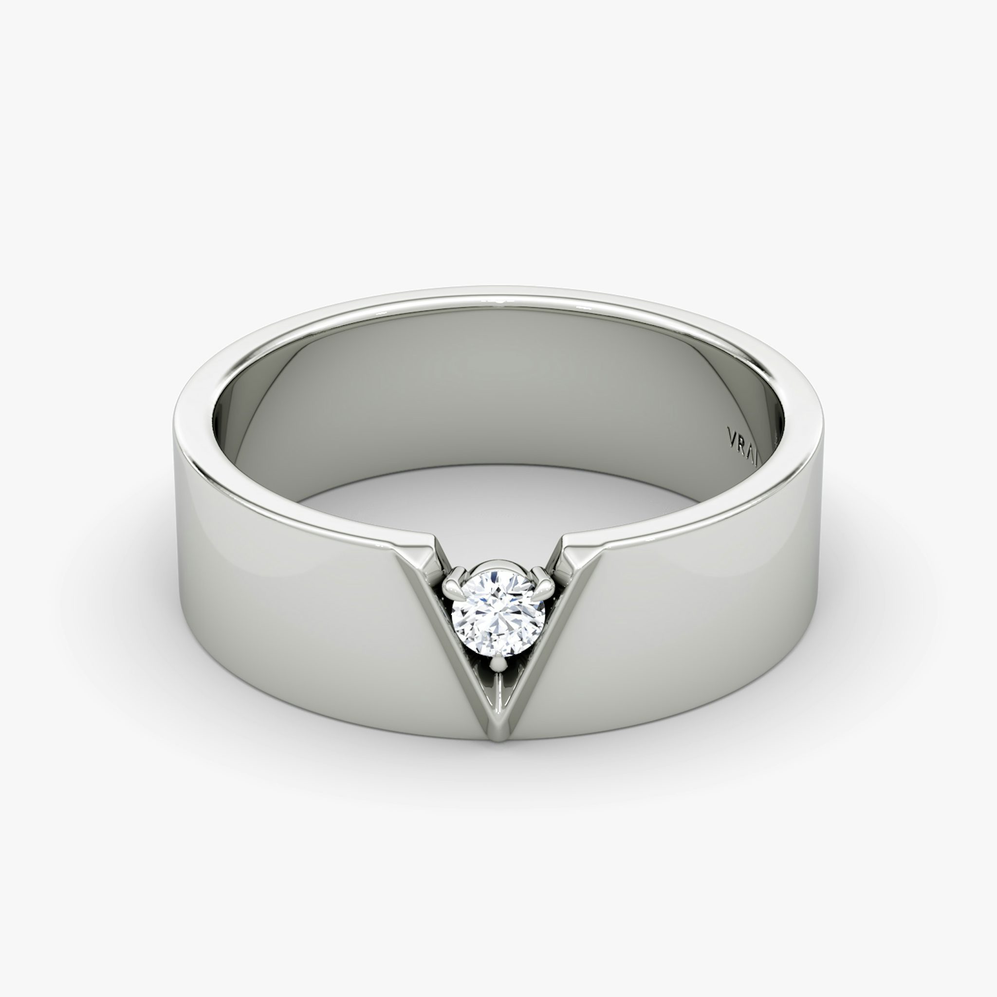 VRAI V Inlay Band | Round Brilliant | 14k | White Gold
