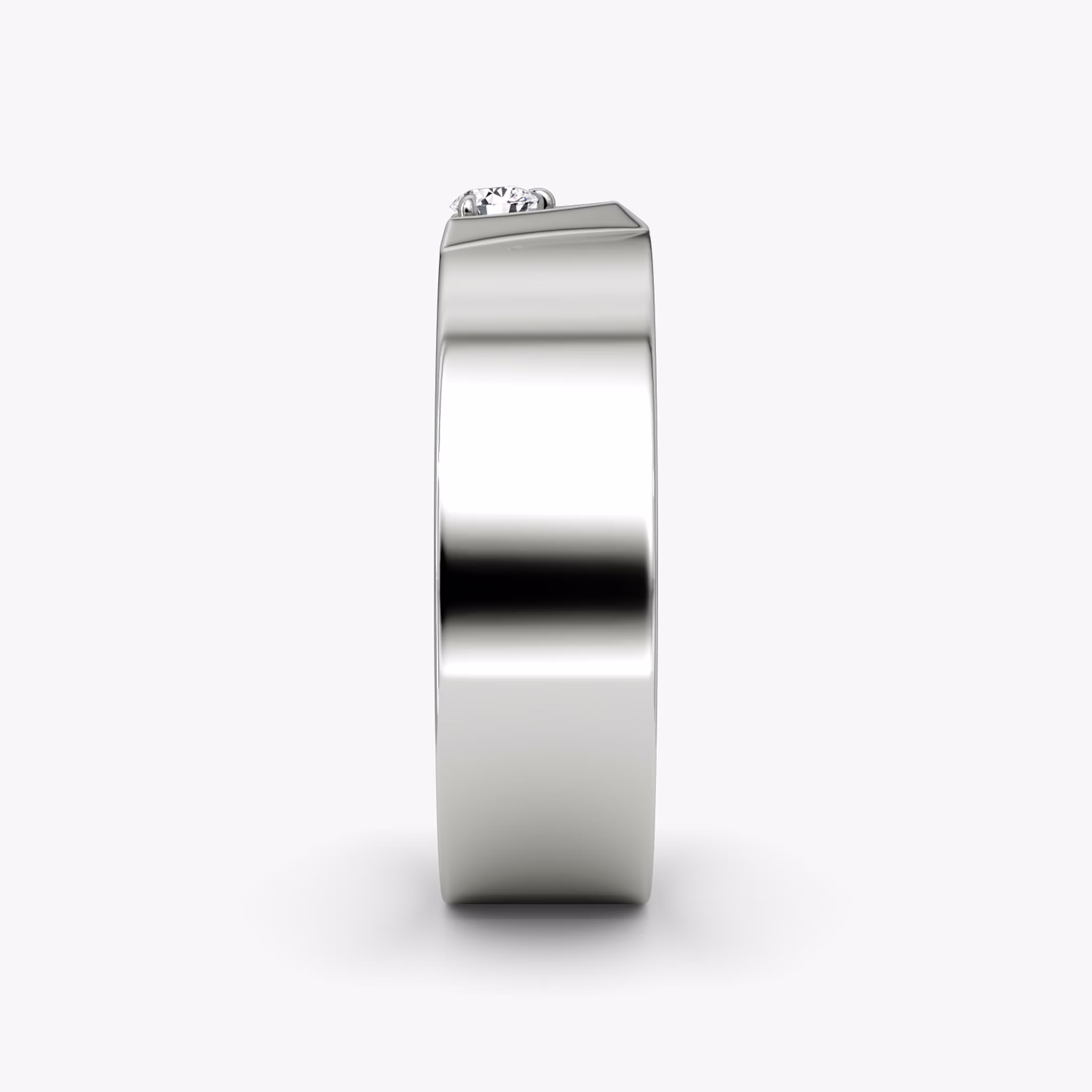 VRAI V Inlay Band | Round Brilliant | 14k | White Gold