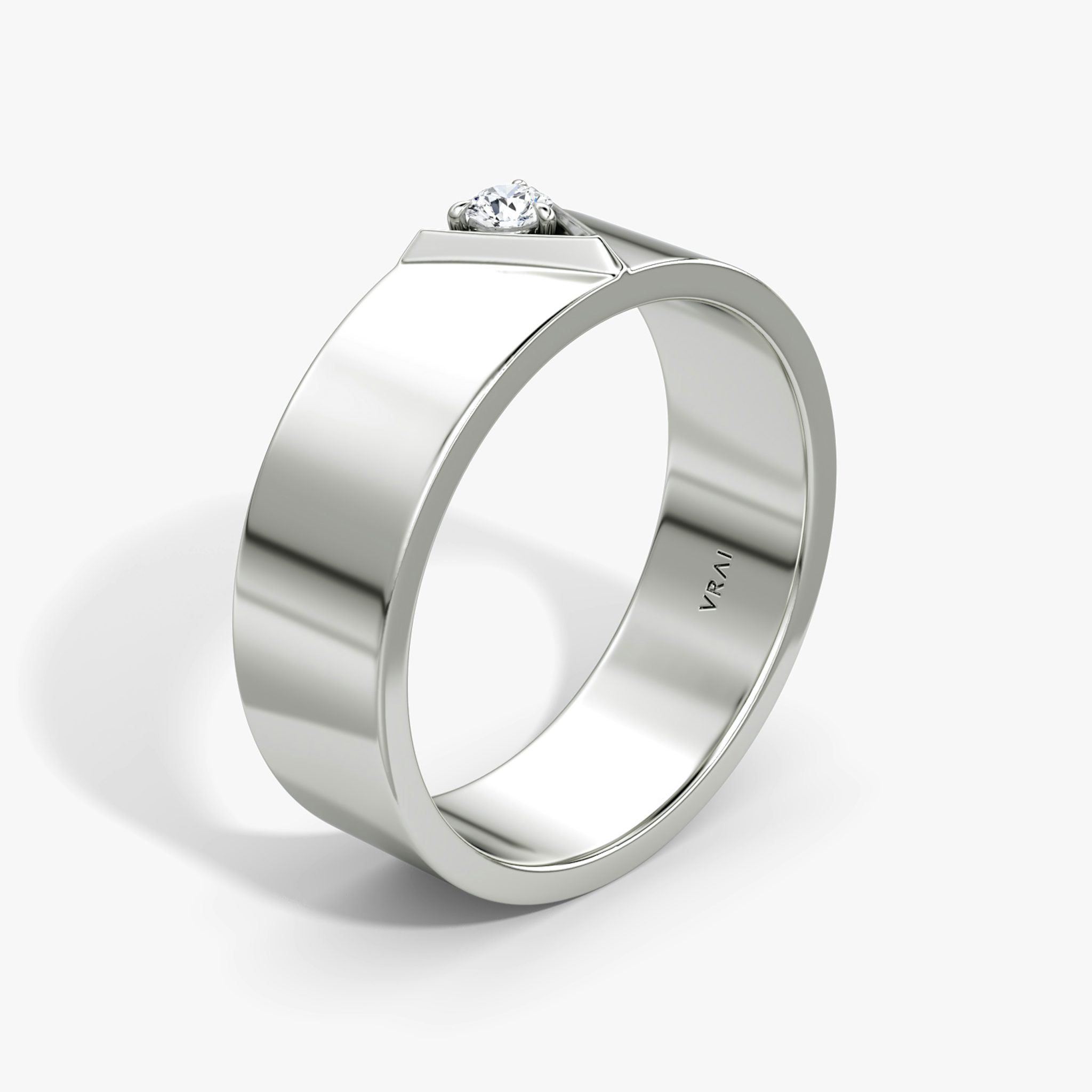 VRAI V Inlay Band | Round Brilliant | 14k | White Gold