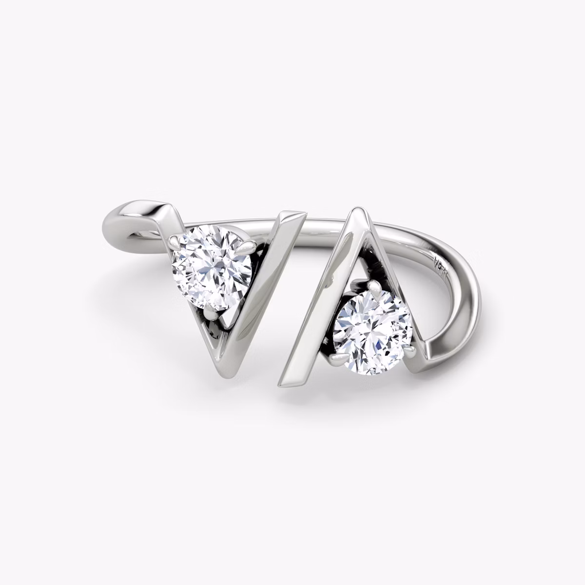 VRAI V Cuff Ring | Round Brilliant | 14k | White Gold