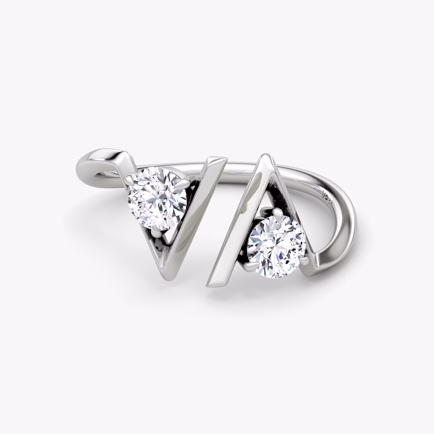 VRAI V Cuff Ring | Rund | 14k | Weißgold