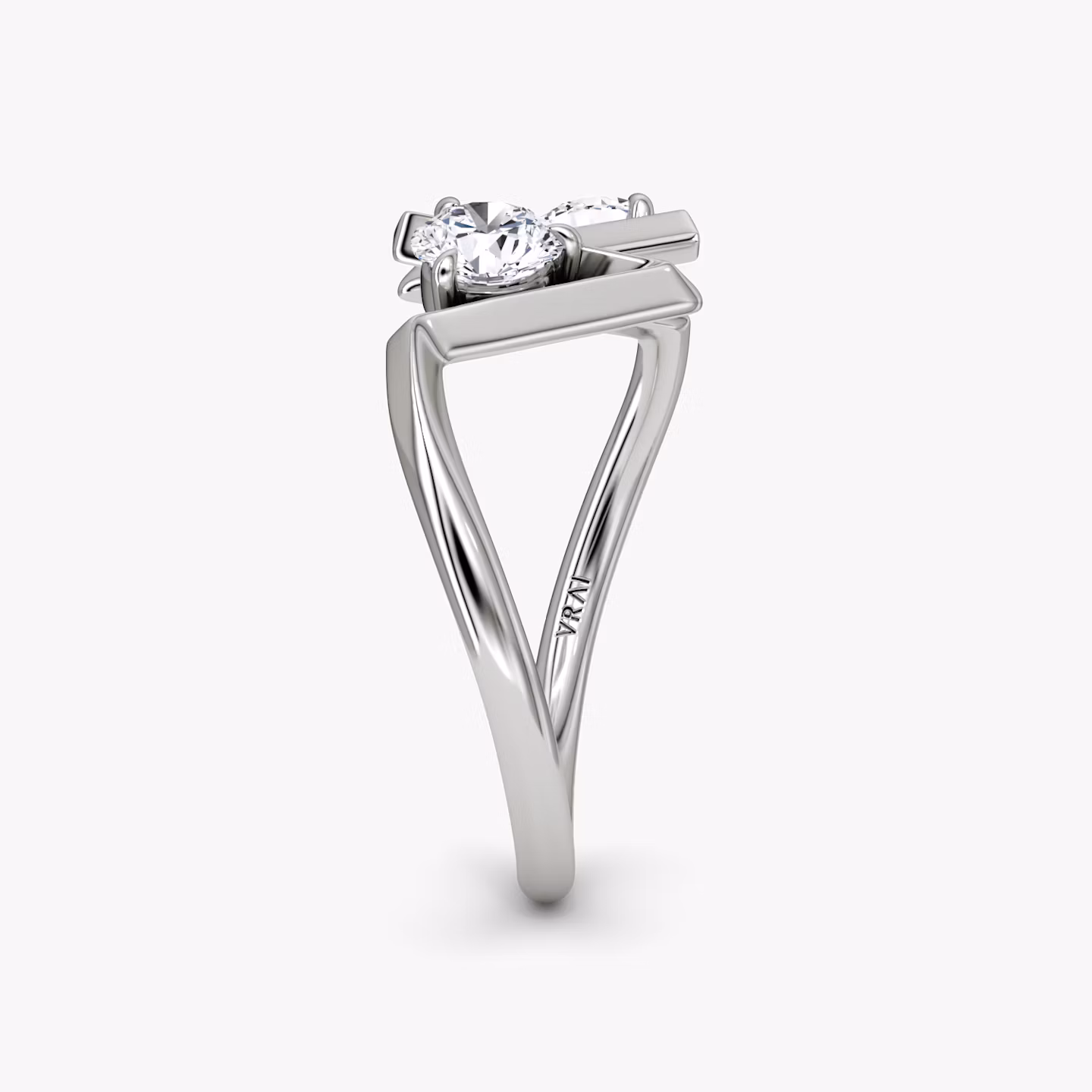 VRAI V Cuff Ring | Rund | 14k | Weißgold