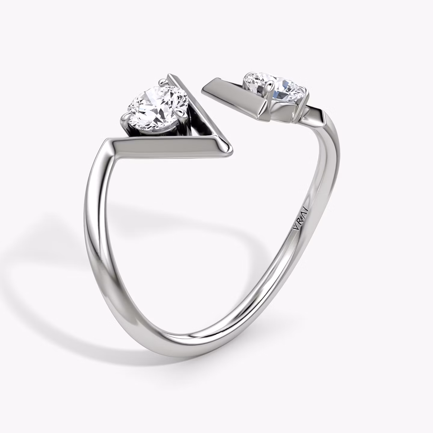 VRAI V Cuff Ring | Rund | 14k | Weißgold