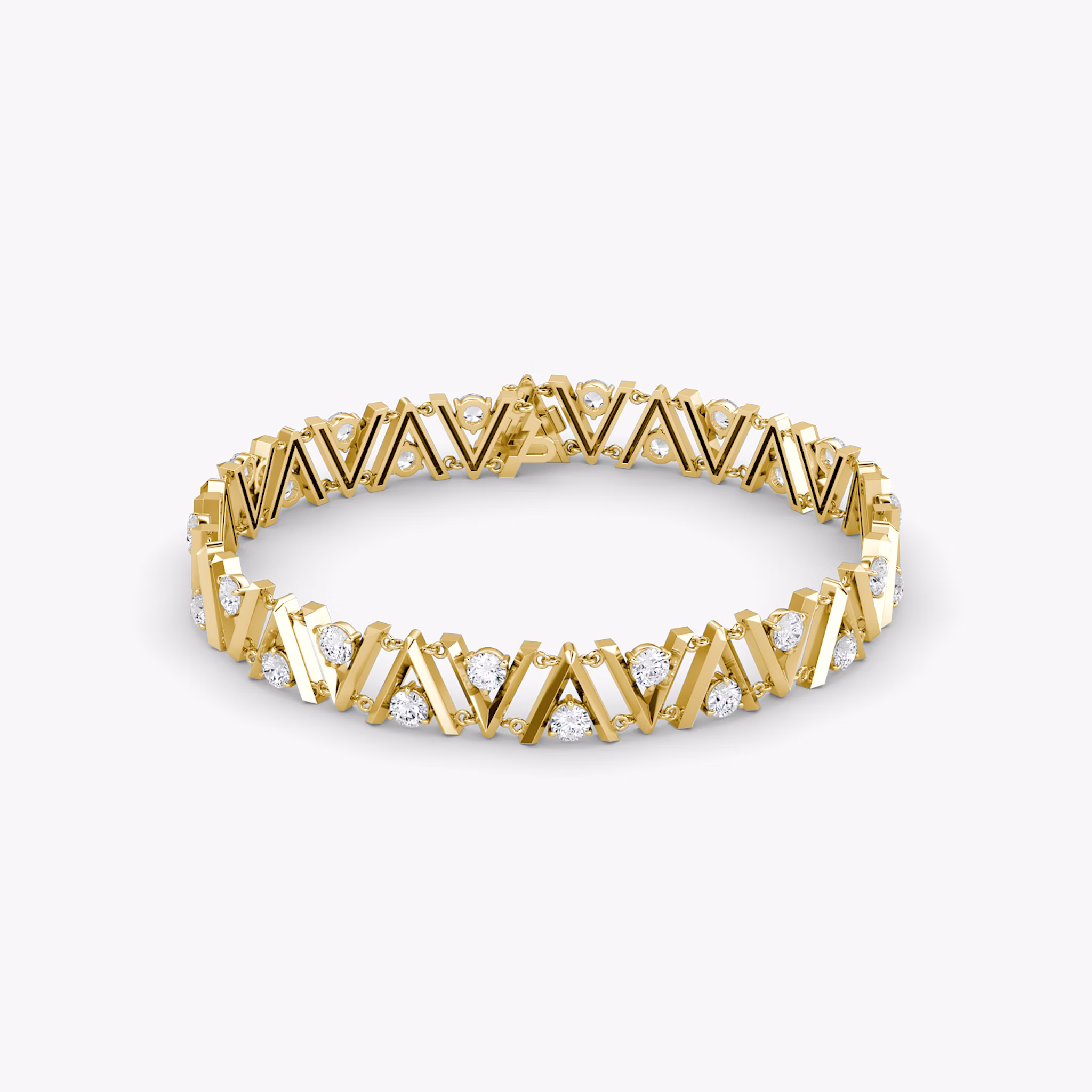 VRAI V Tennis Bracelet | Round Brilliant | 14k | Yellow Gold | diamondSize: original | chainLength: 7