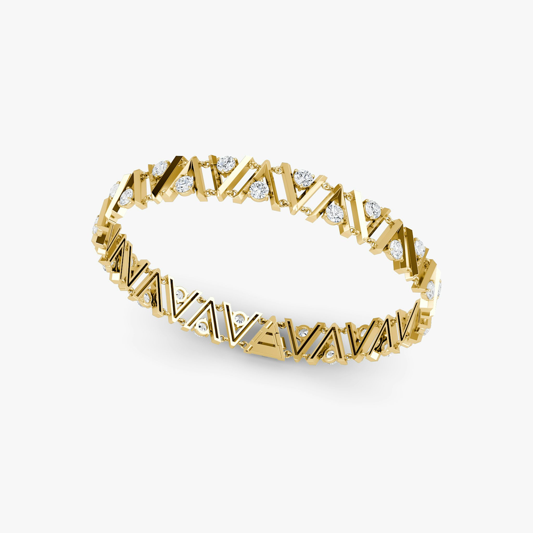 VRAI V Tennis Bracelet | Round Brilliant | 14k | Yellow Gold | diamondSize: original | chainLength: 7