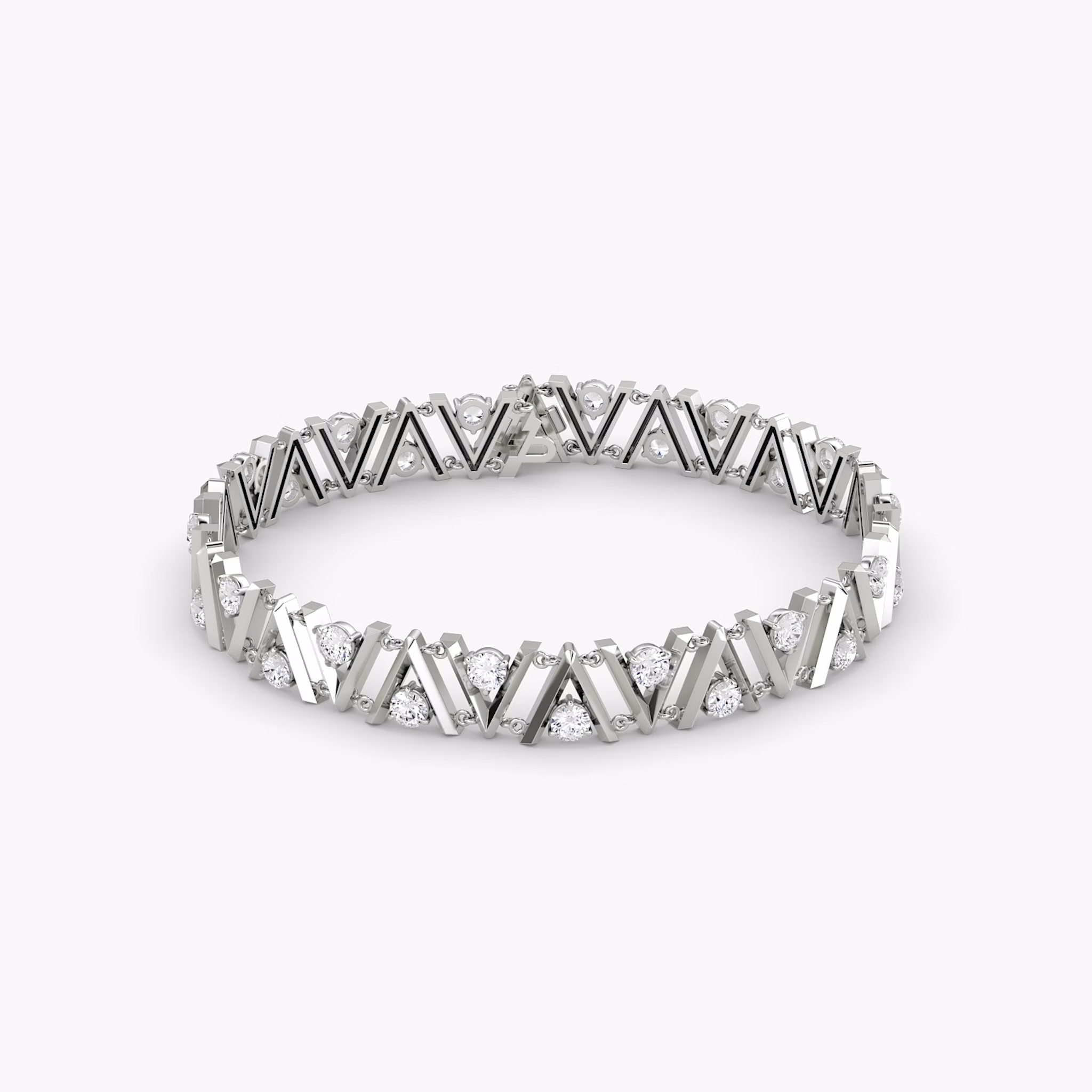 VRAI V Tennis Bracelet | Round Brilliant | 14k | White Gold | diamondSize: original | chainLength: 7