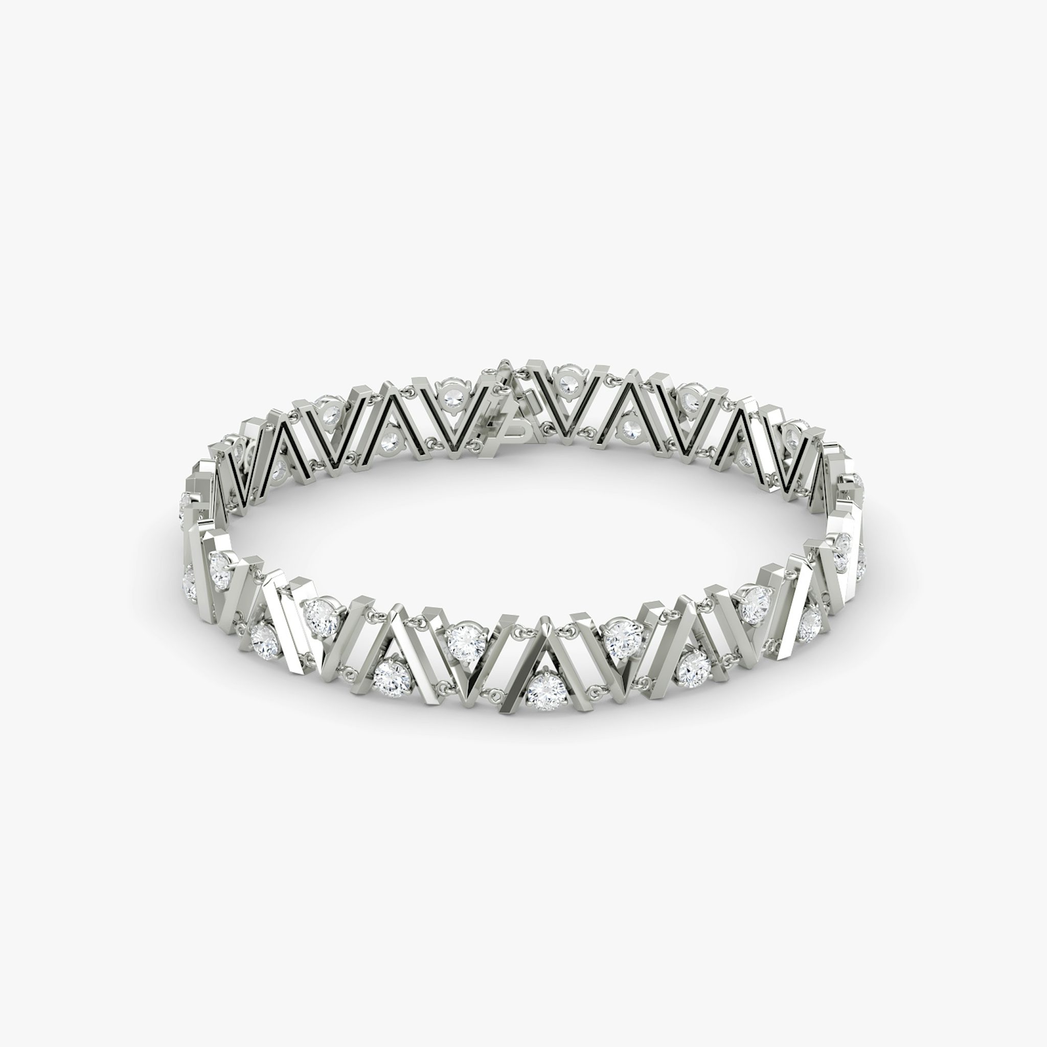 VRAI V Tennis Bracelet | Round Brilliant | 14k | White Gold | diamondSize: original | chainLength: 7