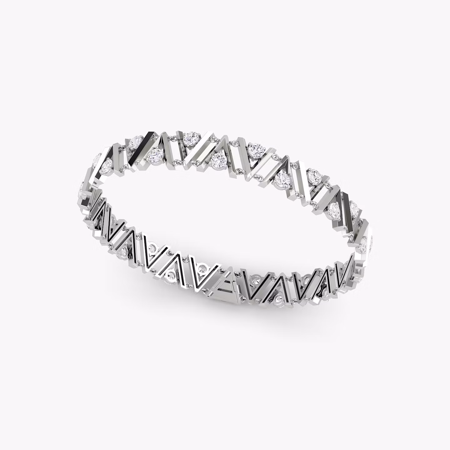VRAI V Tennis Bracelet | Round Brilliant | 14k | White Gold | diamondSize: original | chainLength: 7