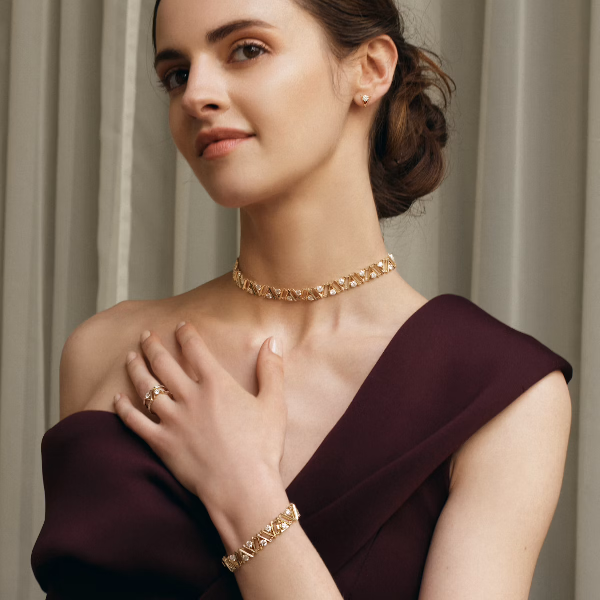 VRAI V Tennis Choker | 14k | Yellow Gold | chainLength: 15