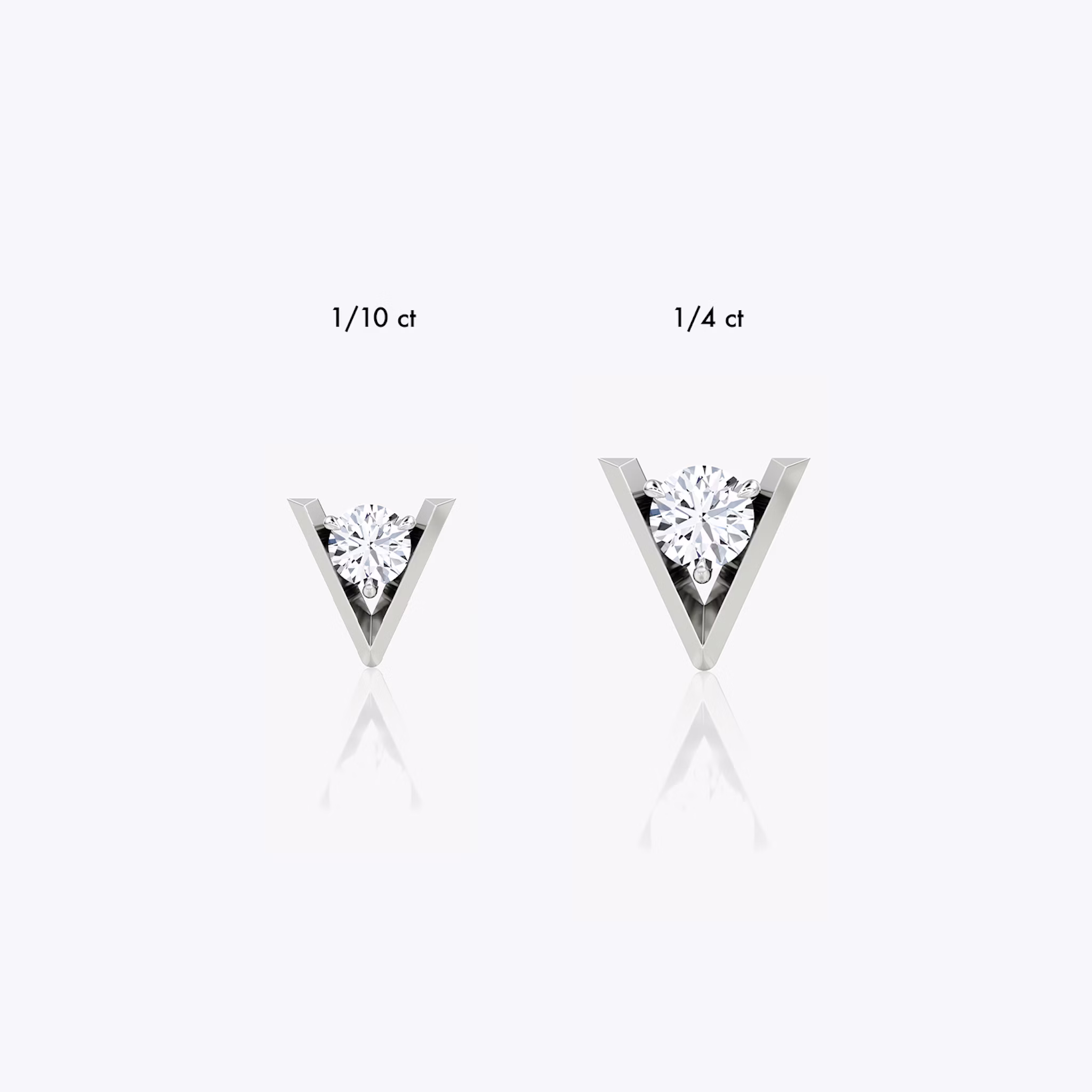VRAI V Solitaire Studs | Round Brilliant | Sterling Silver | caratWeight: 0.10ct