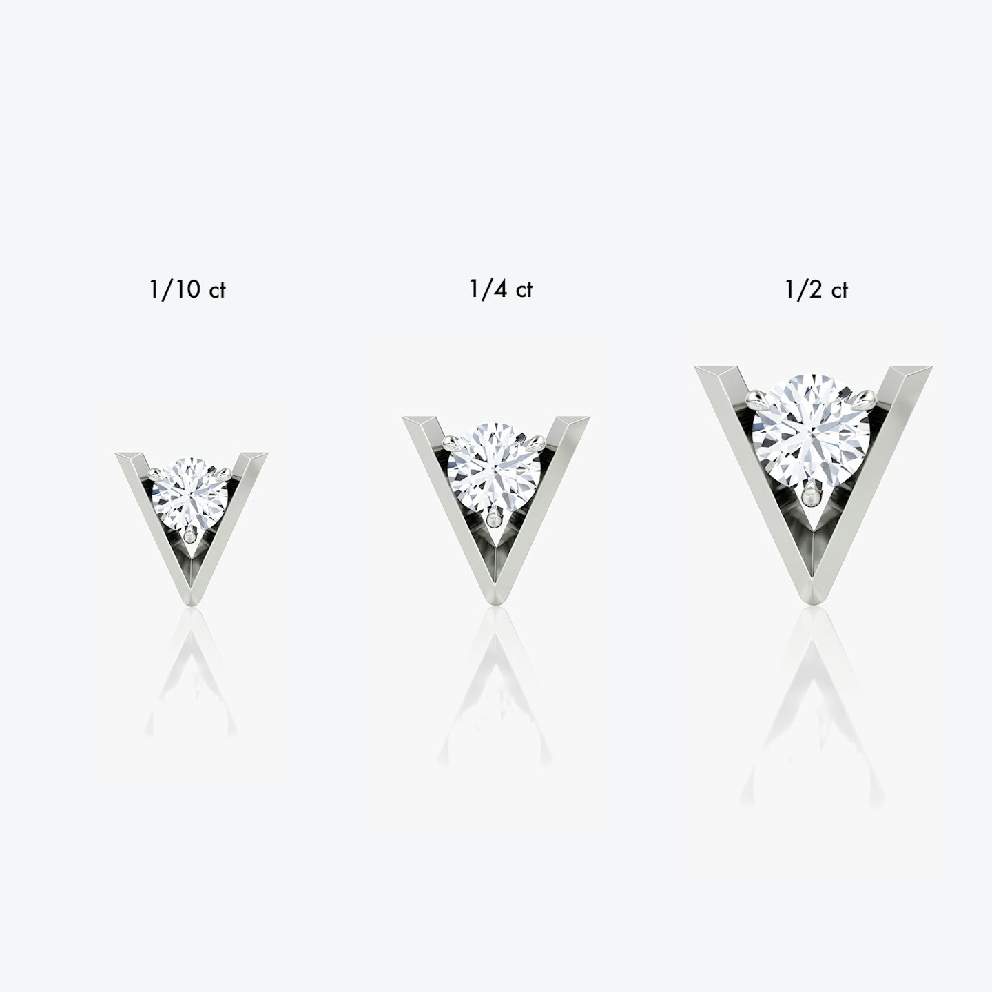 VRAI V Pendientes Solitario | Brillante | 14k | Oro blanco | caratWeight: 0.10ct