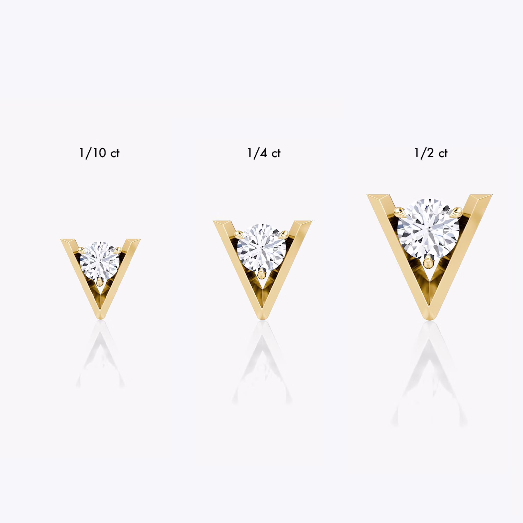 VRAI V Solitaire Studs | Round Brilliant | 14k | Yellow Gold | caratWeight: 0.10ct