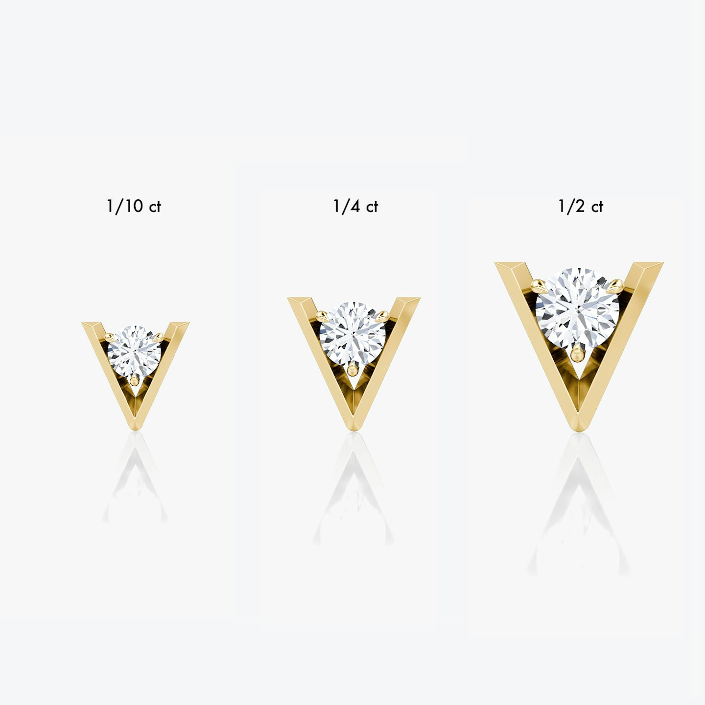 VRAI V Solitaire Studs | Round Brilliant | 14k | Yellow Gold | caratWeight: 0.25ct