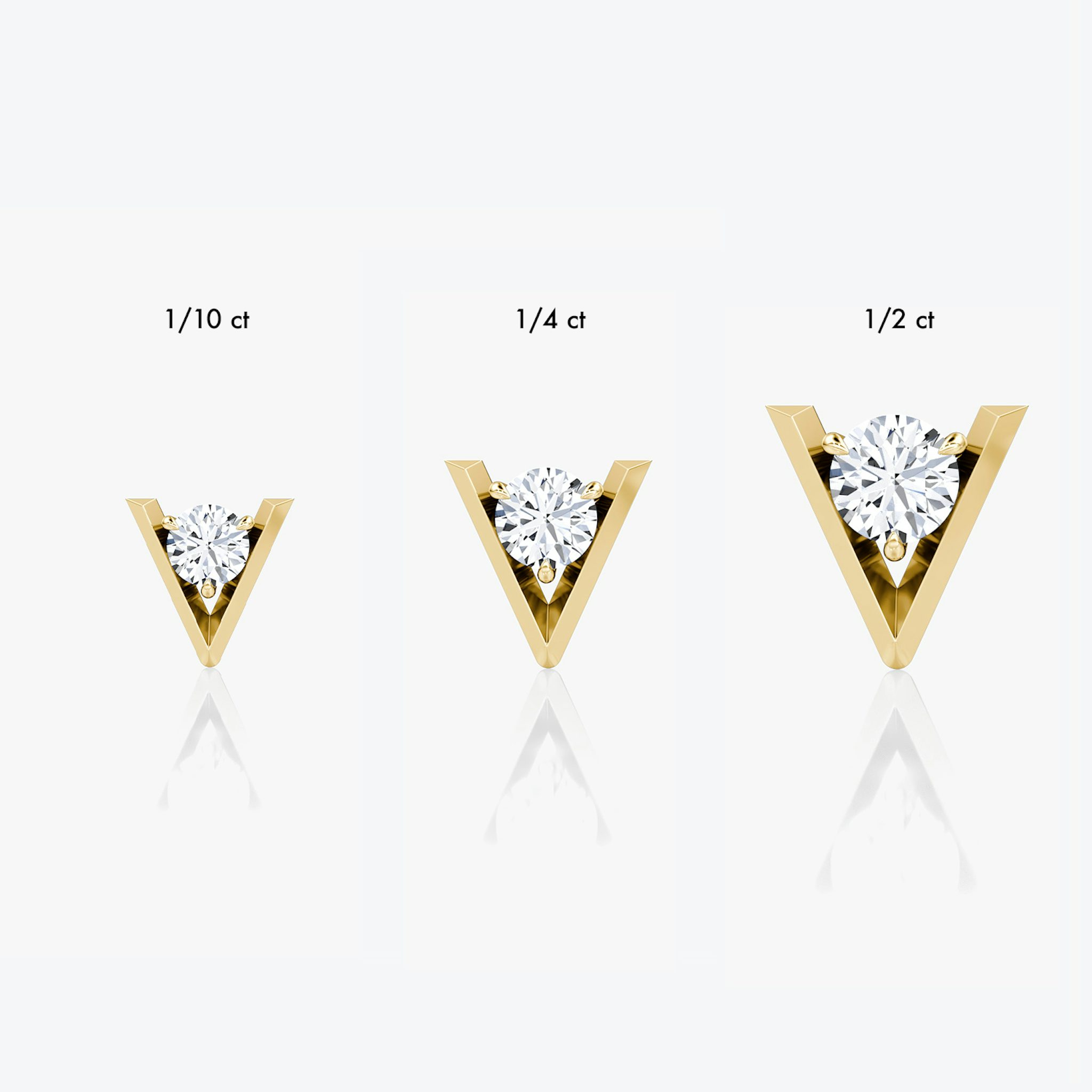 VRAI V Solitaire Studs | Round Brilliant | 14k | Yellow Gold | caratWeight: 0.10ct