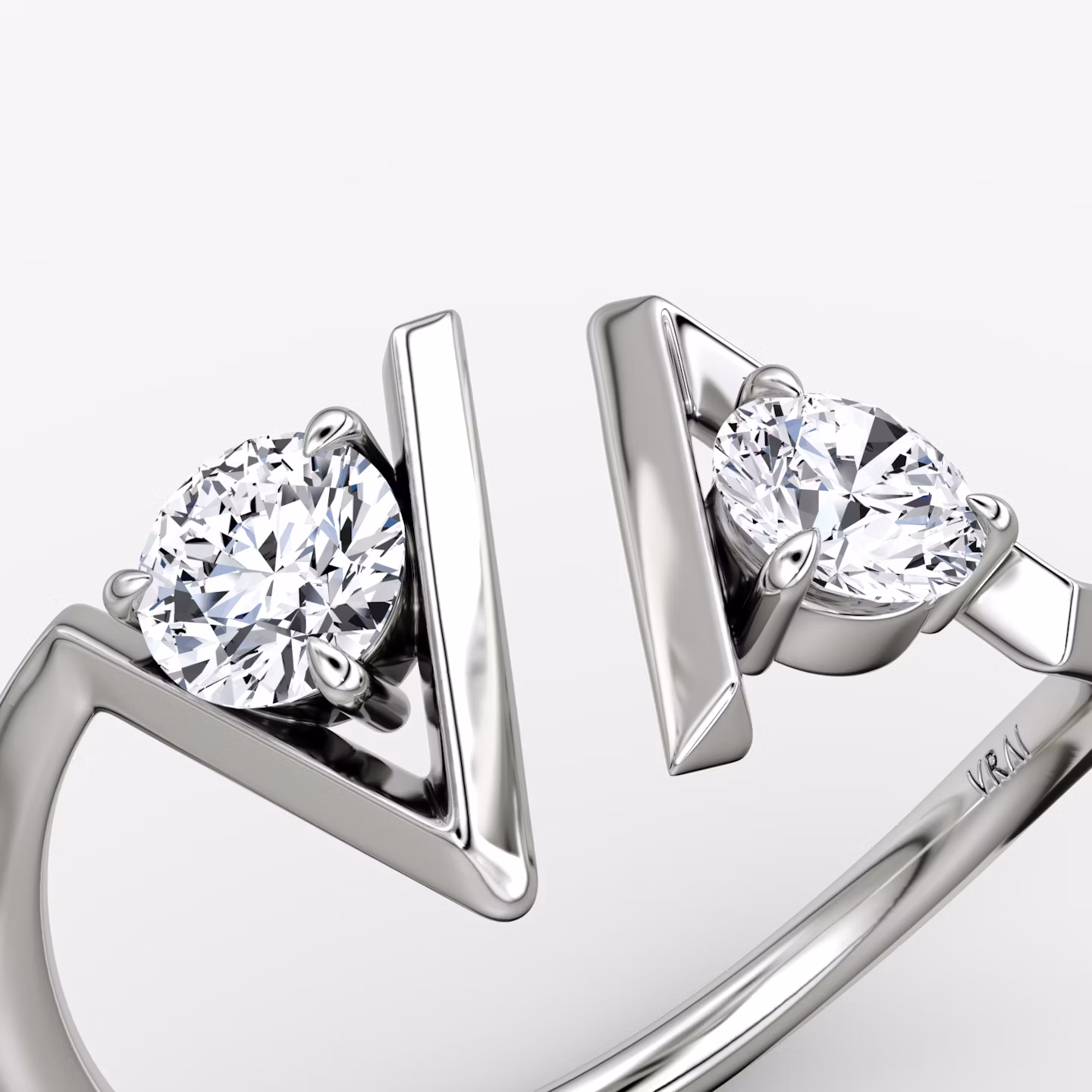 VRAI V Cuff Ring | Rund | 14k | Weißgold