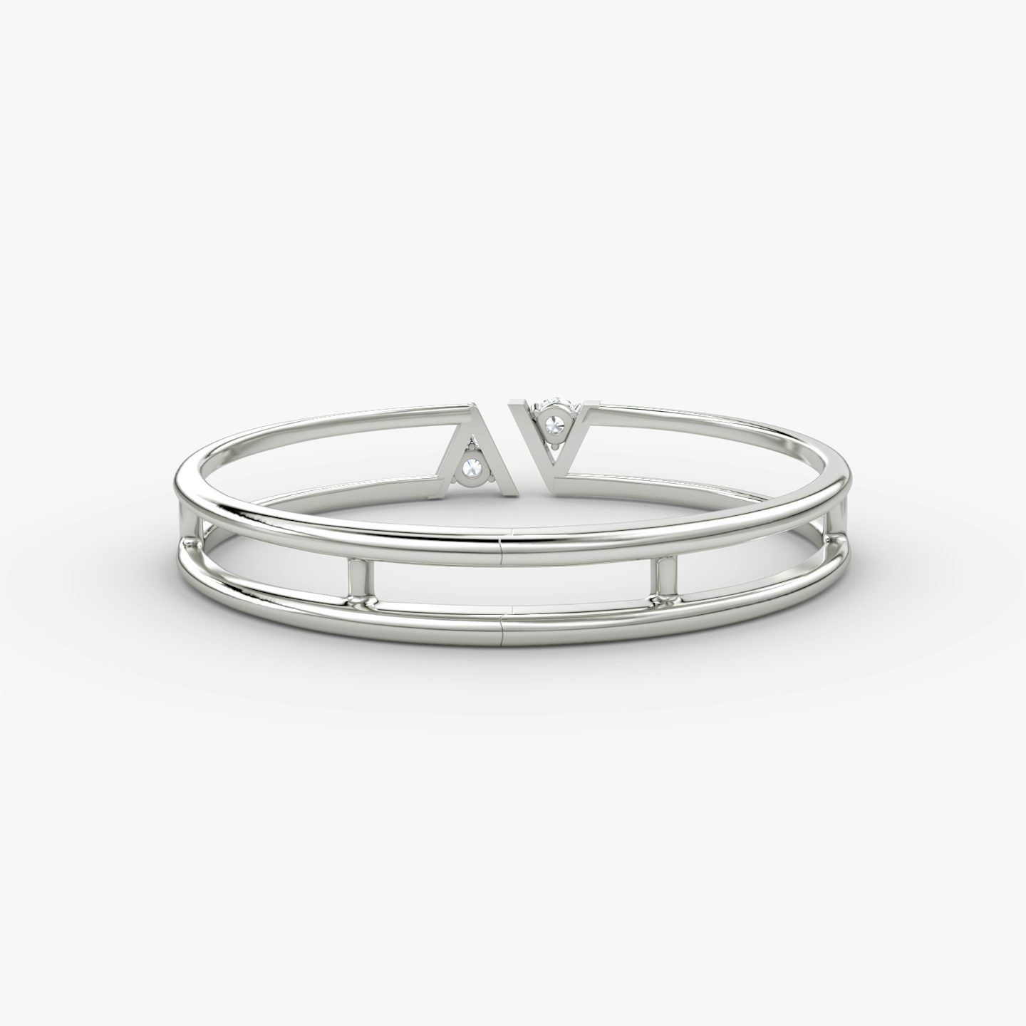 VRAI V Double Row Bangle | Round Brilliant | 14k | White Gold | bandAccent: Plain | wristSize: Large