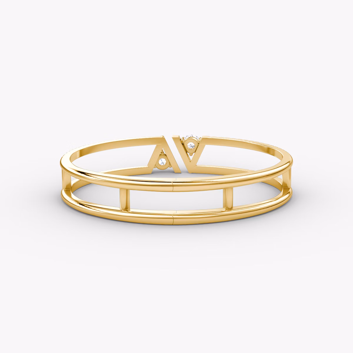 VRAI V Double Row Bangle | Round Brilliant | 14k | Yellow Gold | bandAccent: Pavé | wristSize: Medium