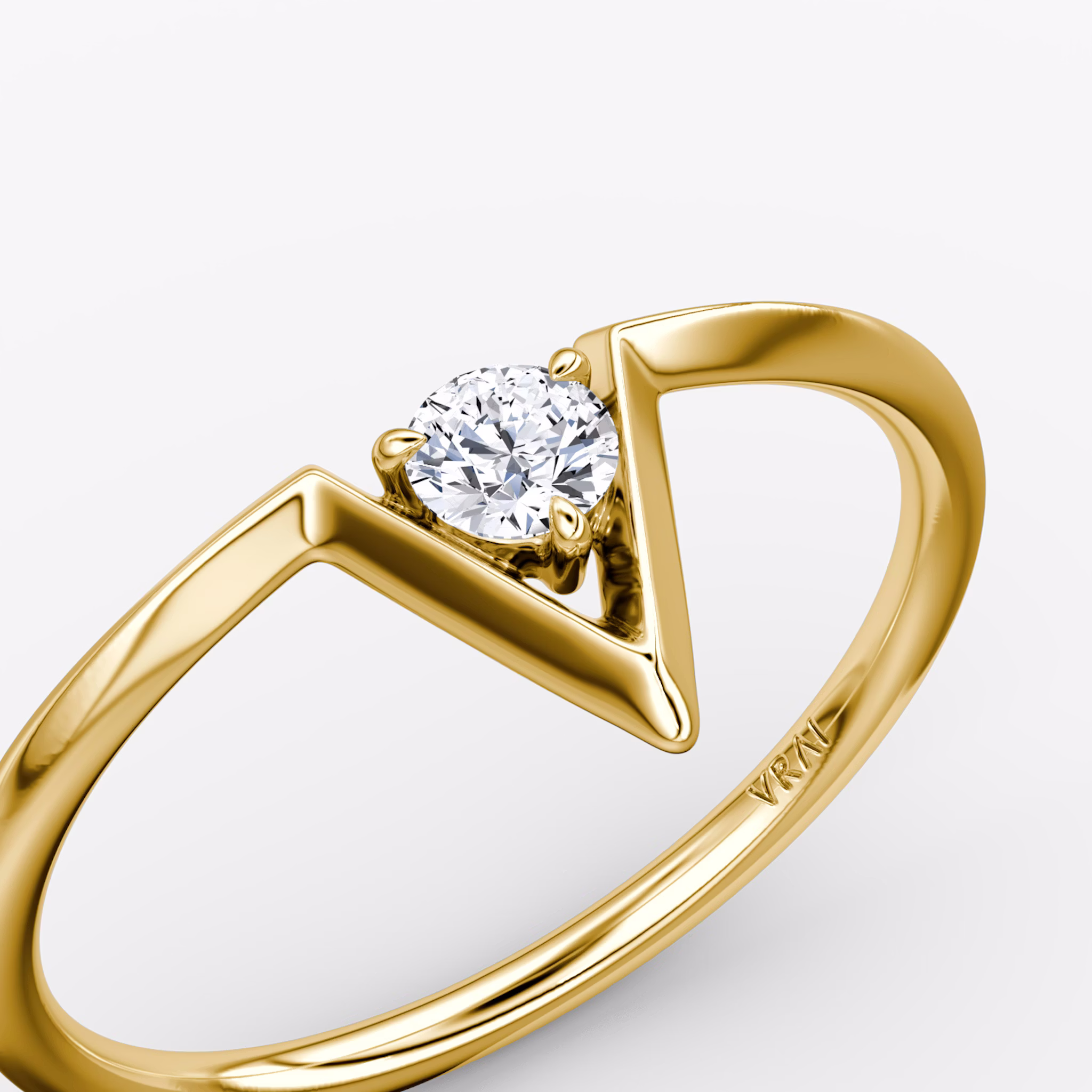 VRAI V Solitaire Ring | Round Brilliant | 14k | Yellow Gold | caratWeight: 0.10ct