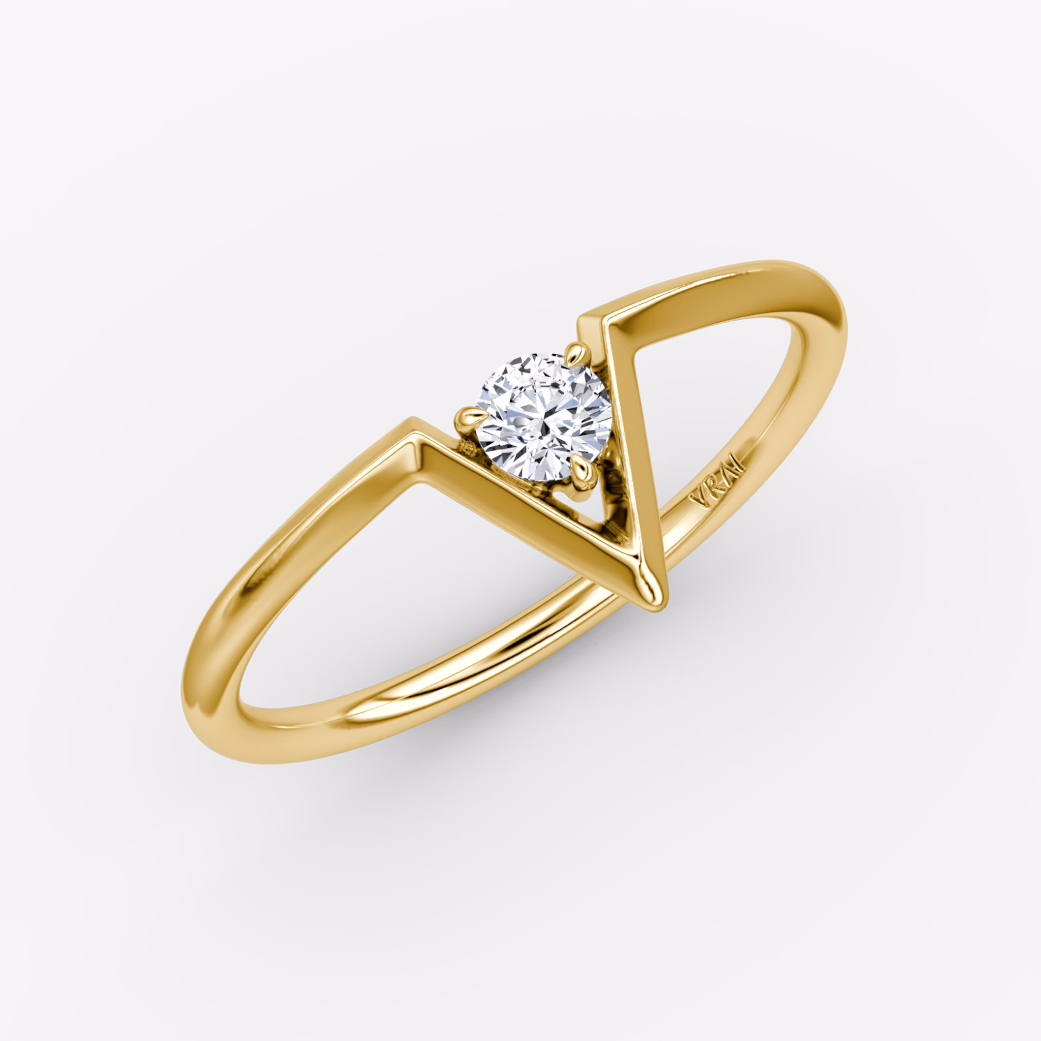 VRAI V Solitaire Ring | Round Brilliant | 14k | Yellow Gold | caratWeight: 0.10ct