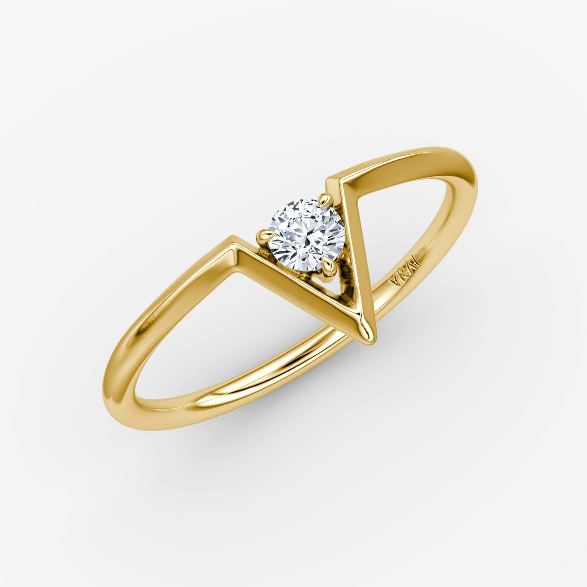 VRAI V Solitaire Ring | Round Brilliant | 14k | Yellow Gold | caratWeight: 0.10ct