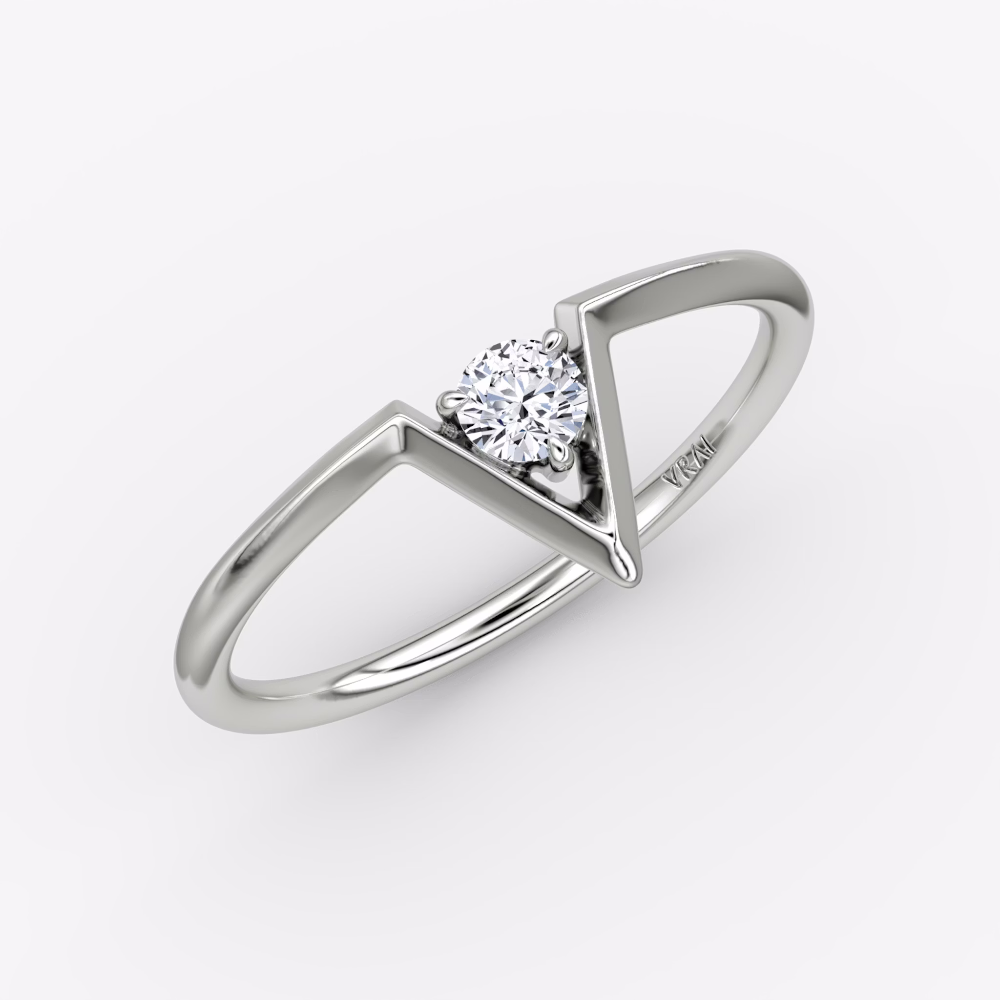 VRAI V Solitaire Ring | Round Brilliant | Sterling Silver | caratWeight: 0.10ct