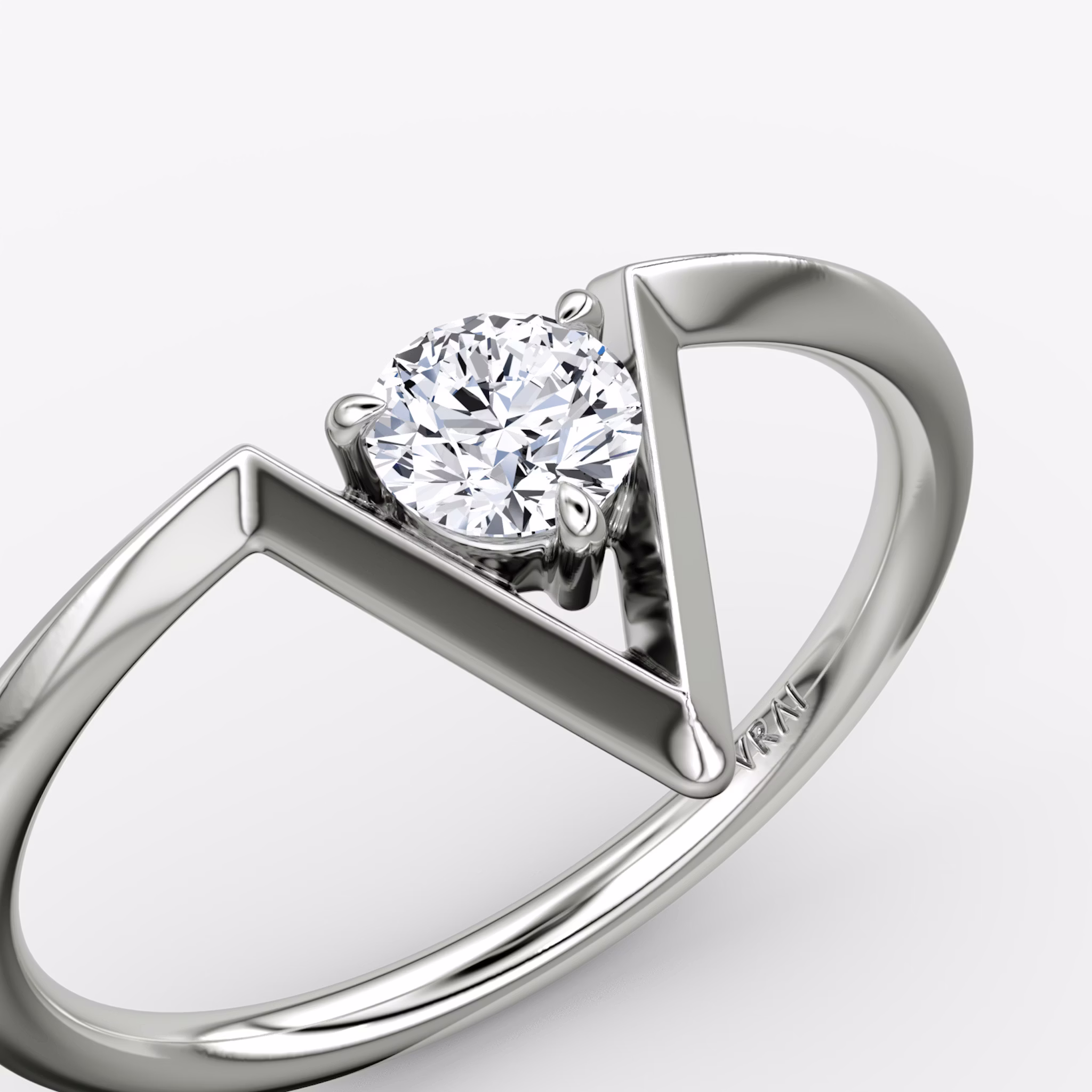 VRAI V Solitaire Ring | Round Brilliant | 14k | White Gold | caratWeight: 0.25ct