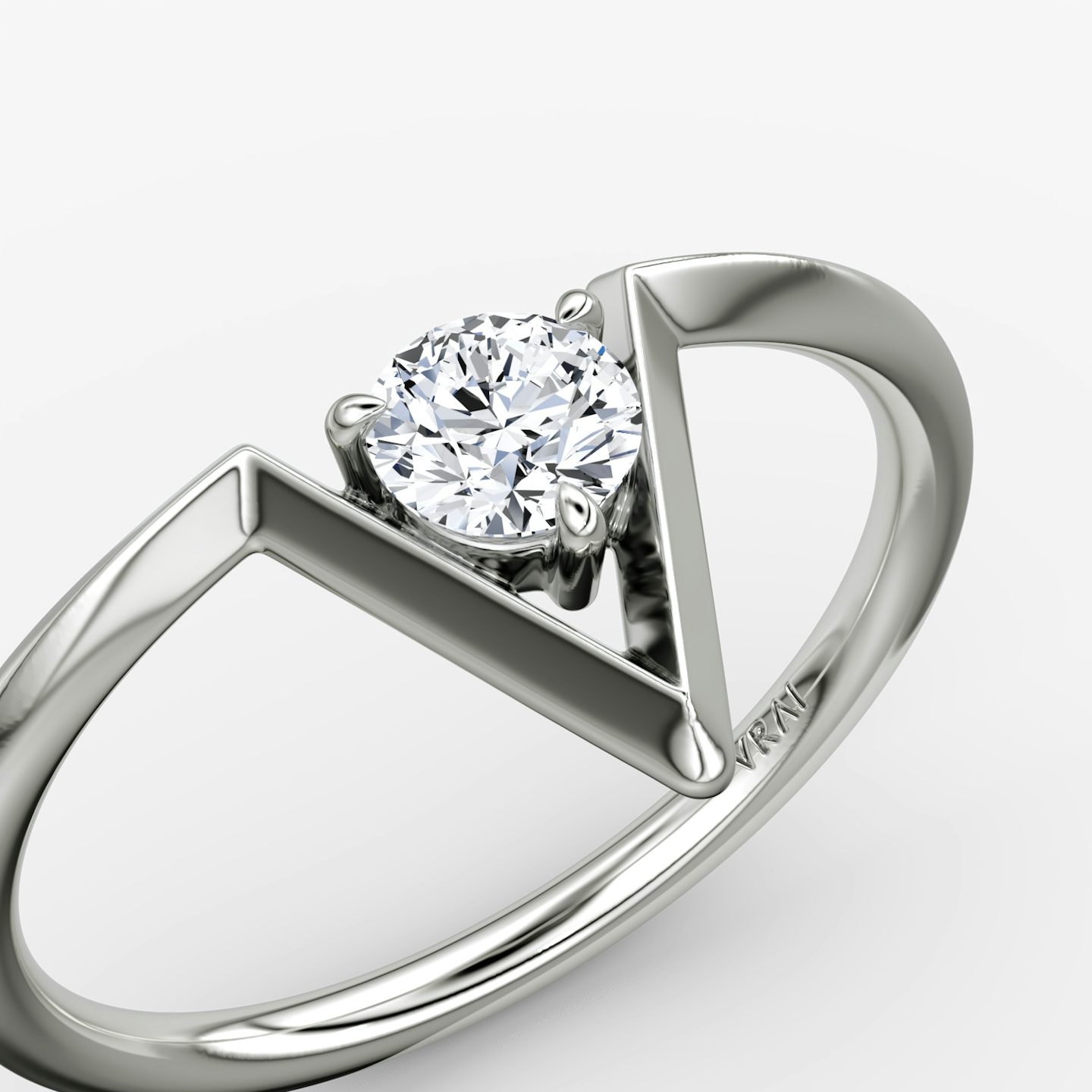 VRAI V Solitaire Ring | Round Brilliant | Sterling Silver | caratWeight: 0.25ct