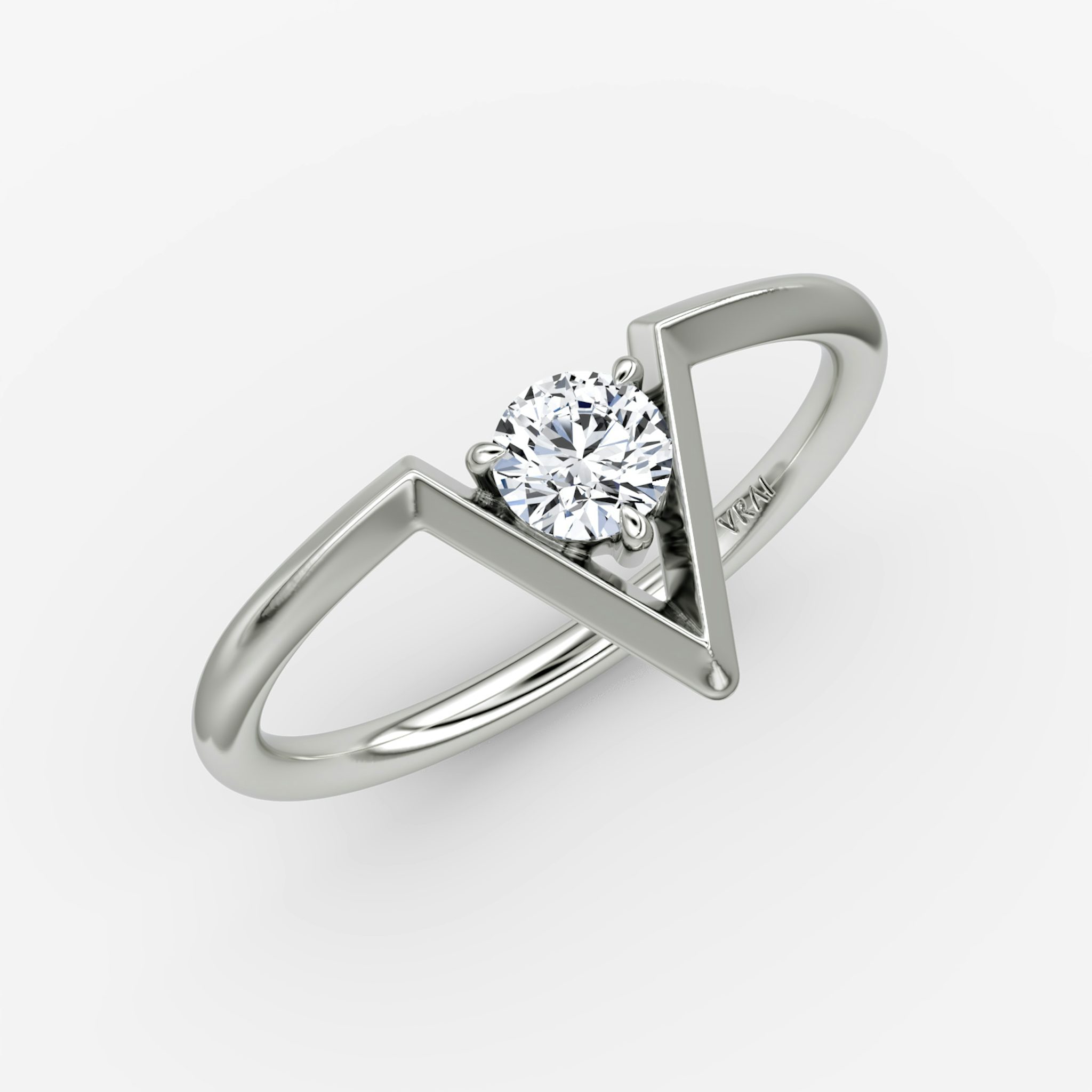 VRAI V Solitaire Ring | Round Brilliant | 14k | White Gold | caratWeight: 0.25ct
