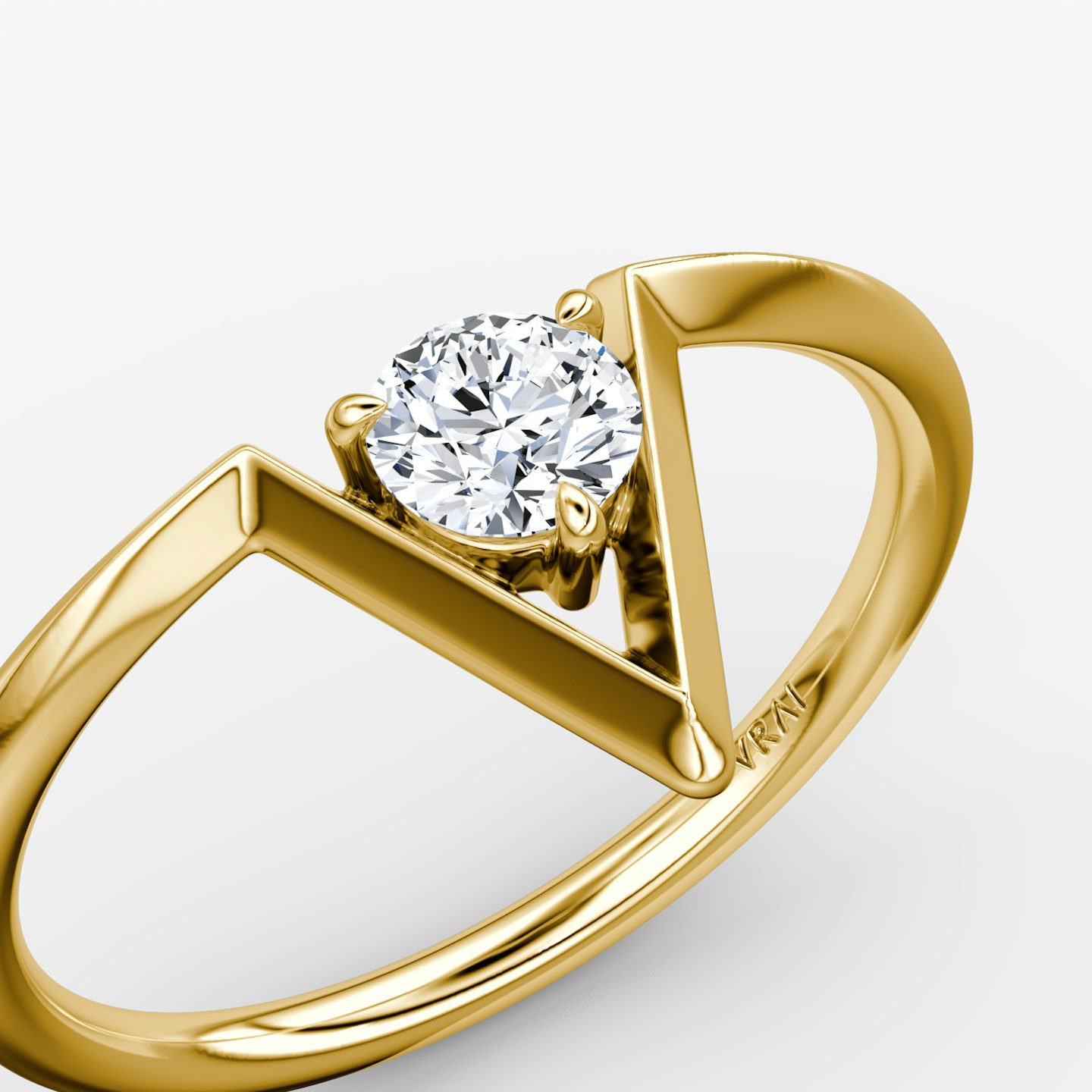 VRAI V Solitaire Ring | Round Brilliant | 14k | Yellow Gold | caratWeight: 0.25ct