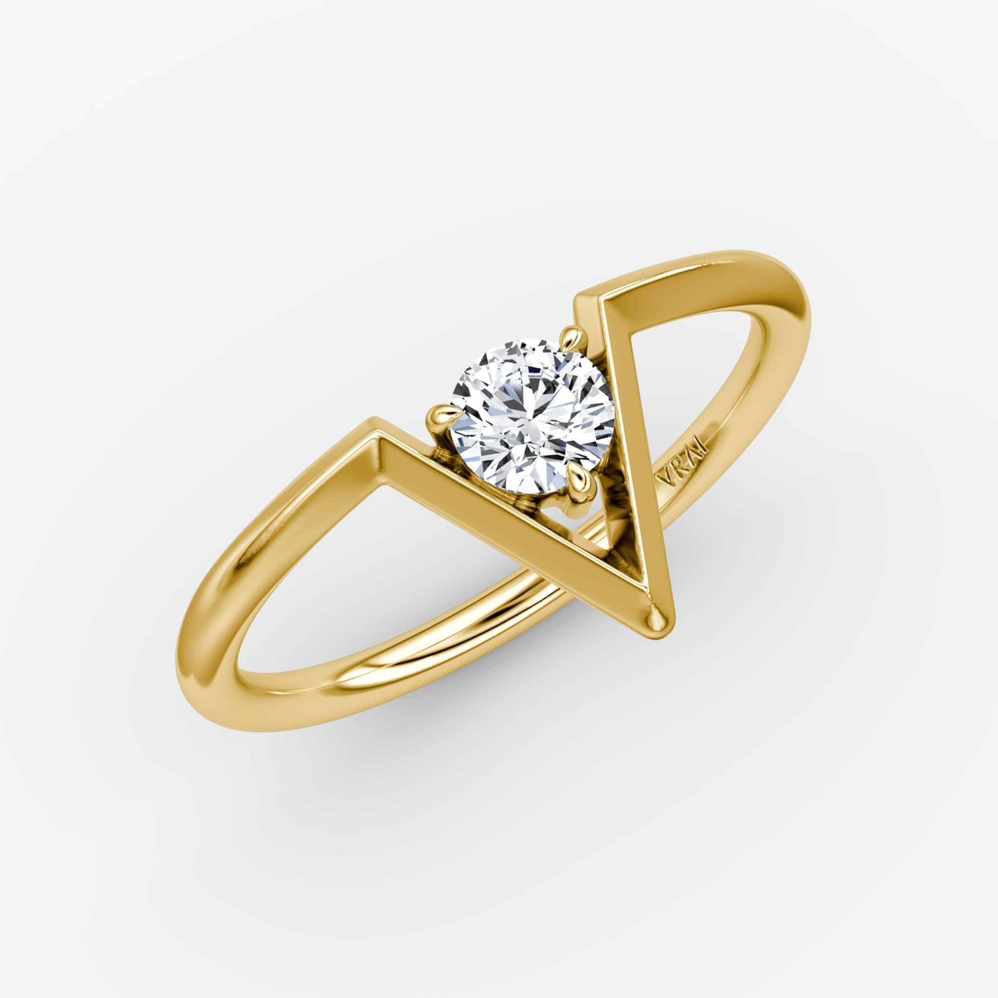VRAI V Solitaire Ring | Round Brilliant | 14k | Yellow Gold | caratWeight: 0.25ct