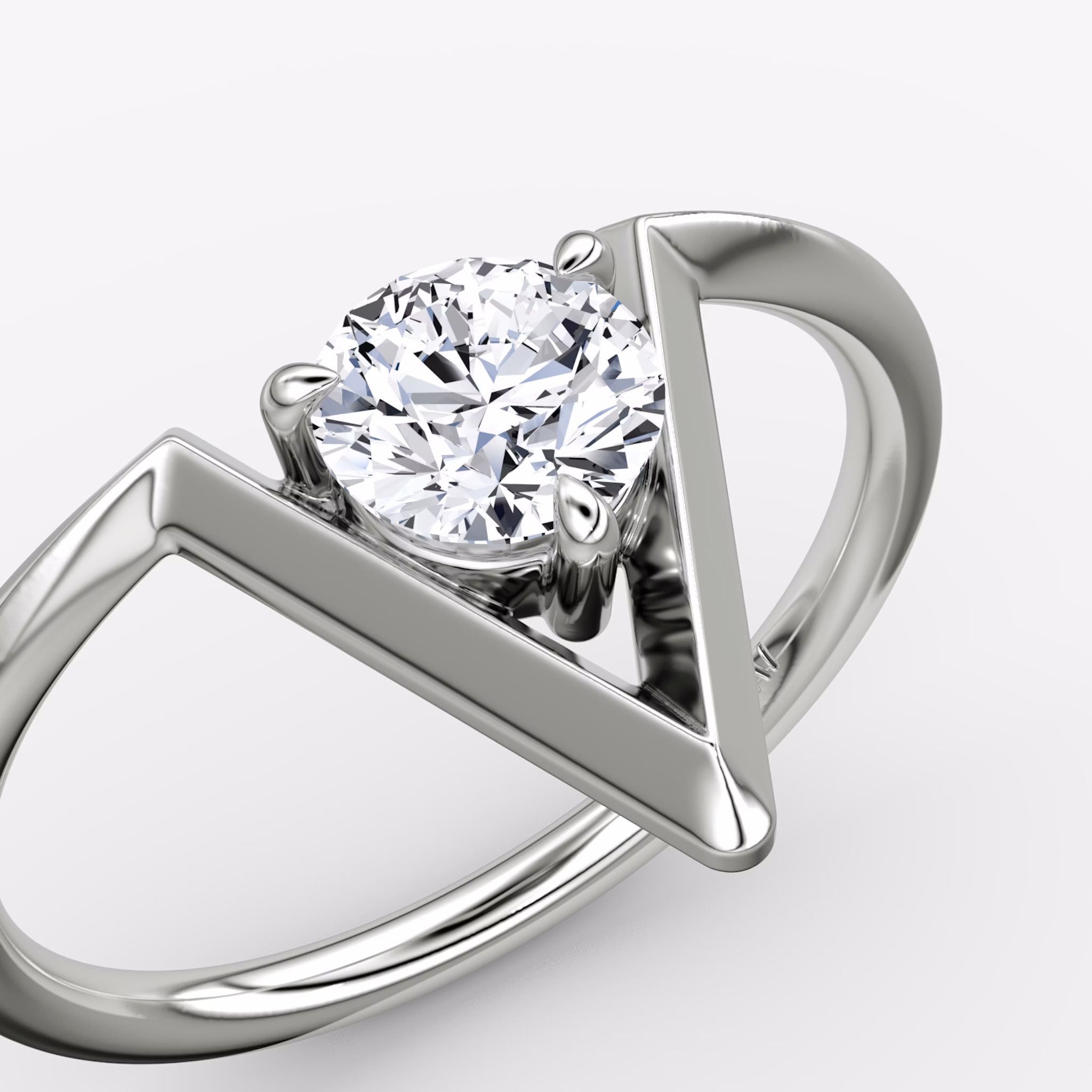 VRAI V Solitaire Ring | Round Brilliant | 14k | White Gold | caratWeight: 0.50ct