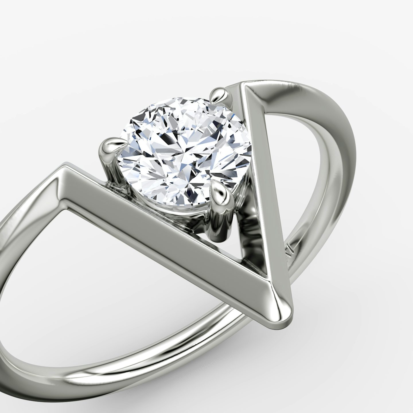 VRAI V Solitaire Ring | Round Brilliant | 14k | White Gold | caratWeight: 0.50ct