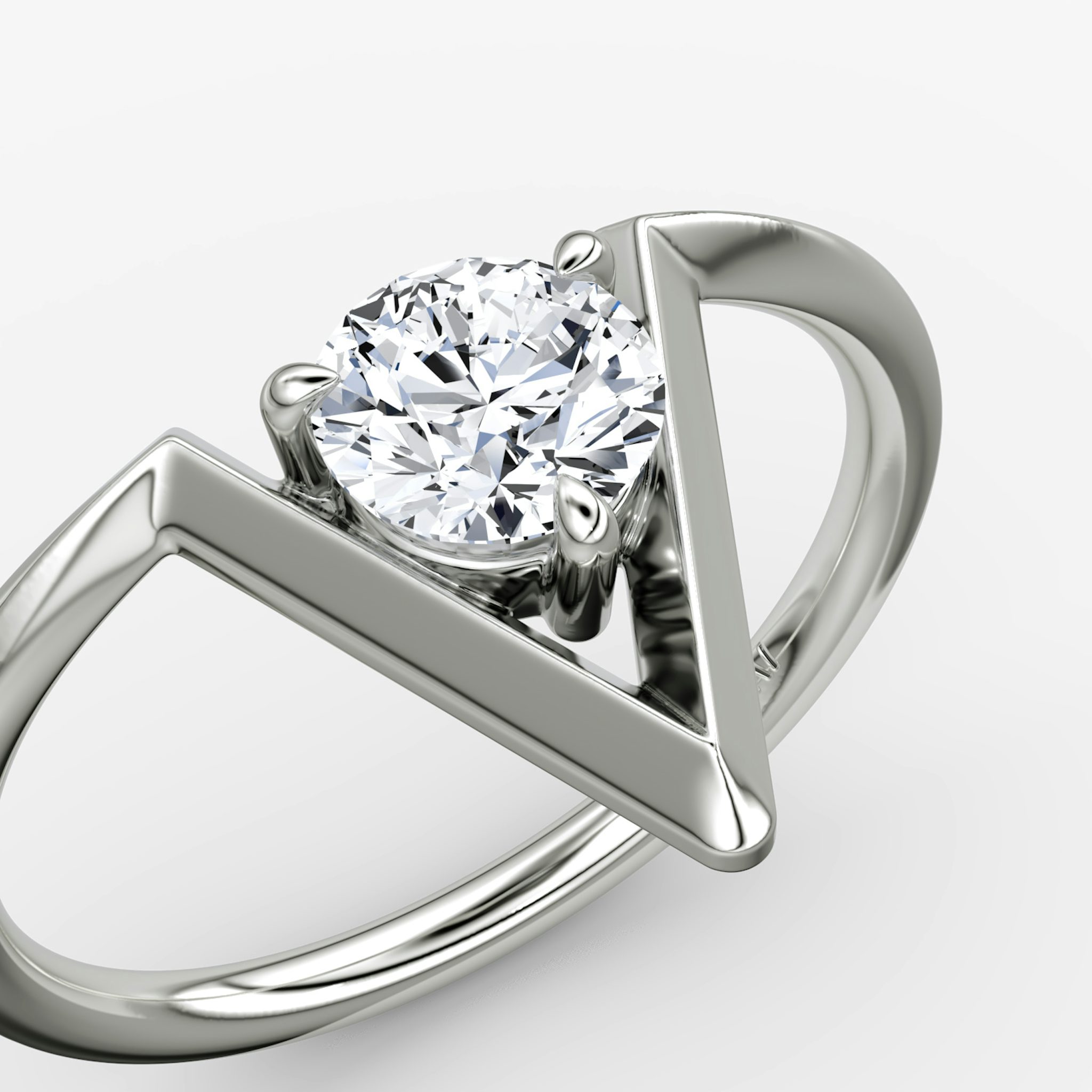 VRAI V Solitaire Ring | Round Brilliant | 14k | White Gold | caratWeight: 0.50ct
