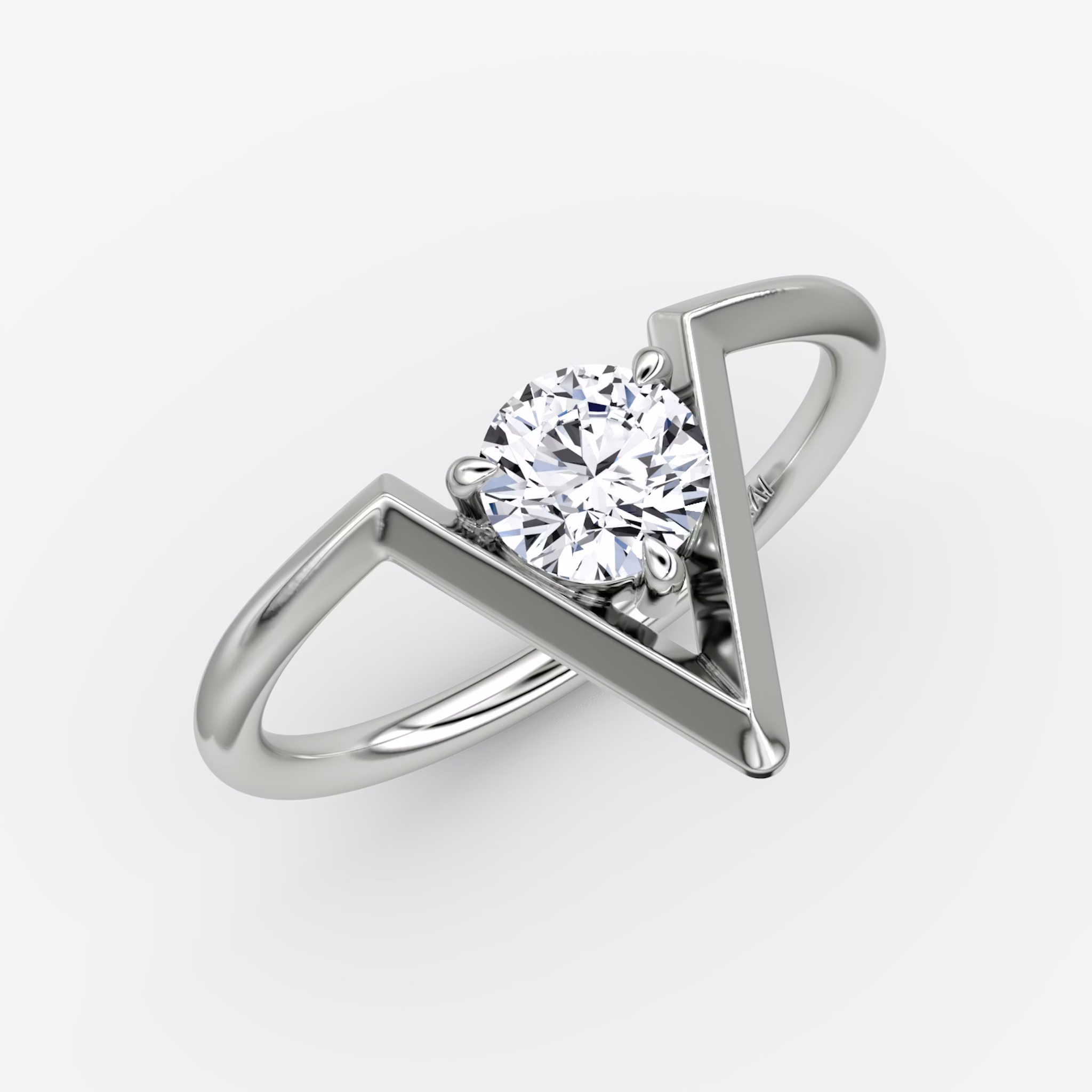 VRAI V Solitaire Ring | Round Brilliant | 14k | White Gold | caratWeight: 0.50ct