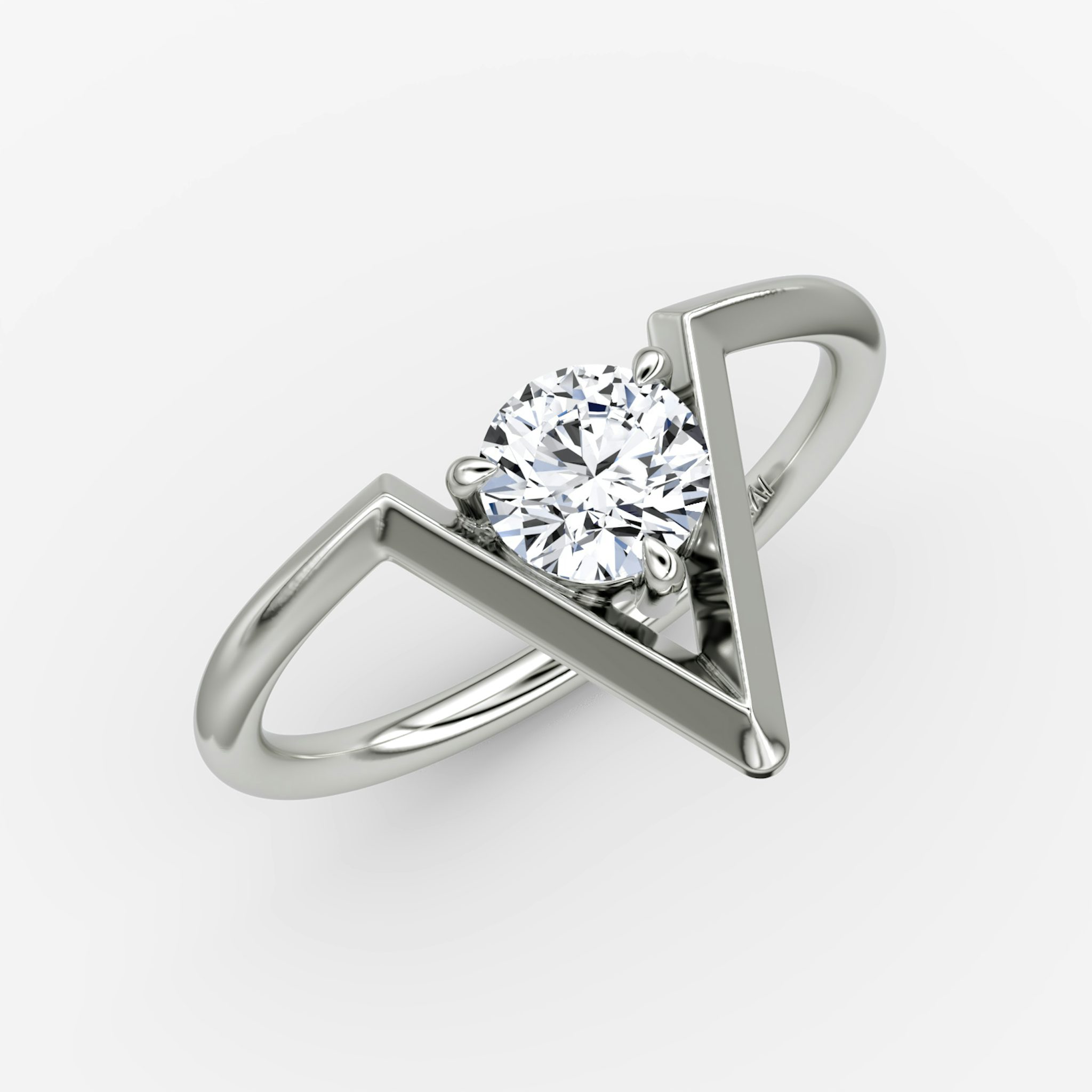 VRAI V Solitaire Ring | Round Brilliant | 14k | White Gold | caratWeight: 0.50ct
