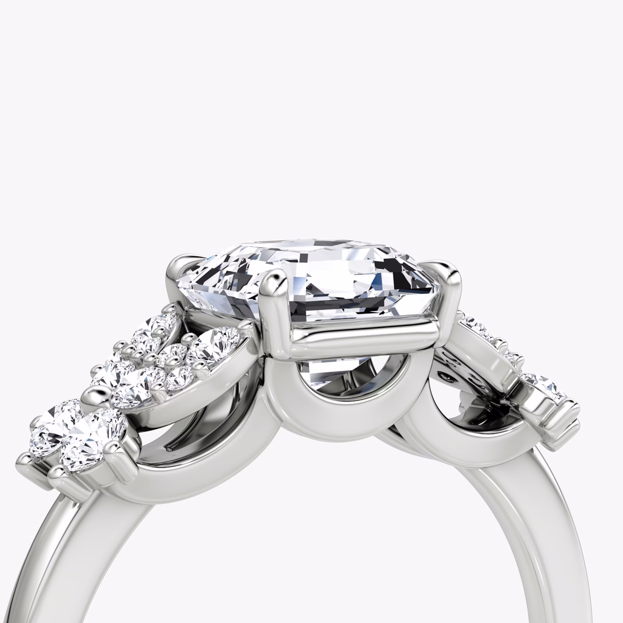 The Signature Floral | Asscher | Platinum | bandAccent: Plain | diamondOrientation: vertical | caratWeight: other