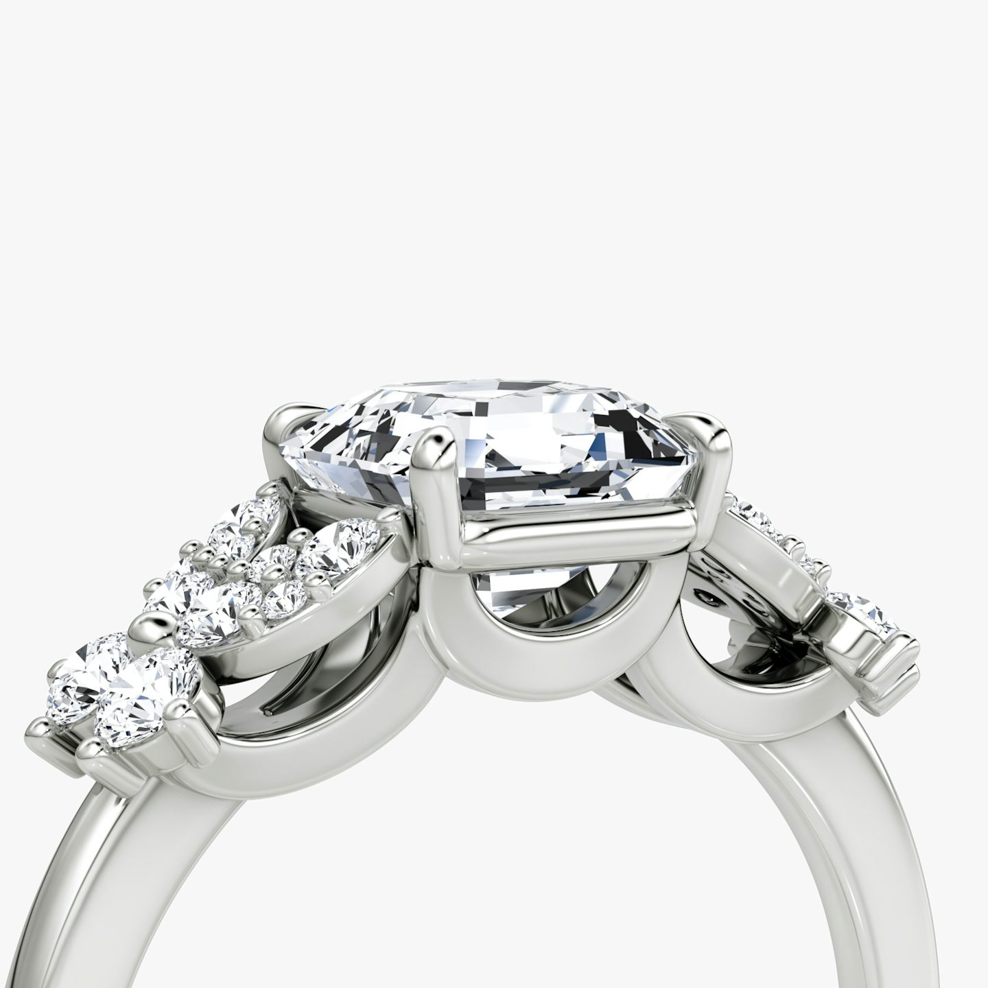 The Signature Floral  | Asscher | Platinum | bandAccent: Plain | diamondOrientation: vertical | caratWeight: other